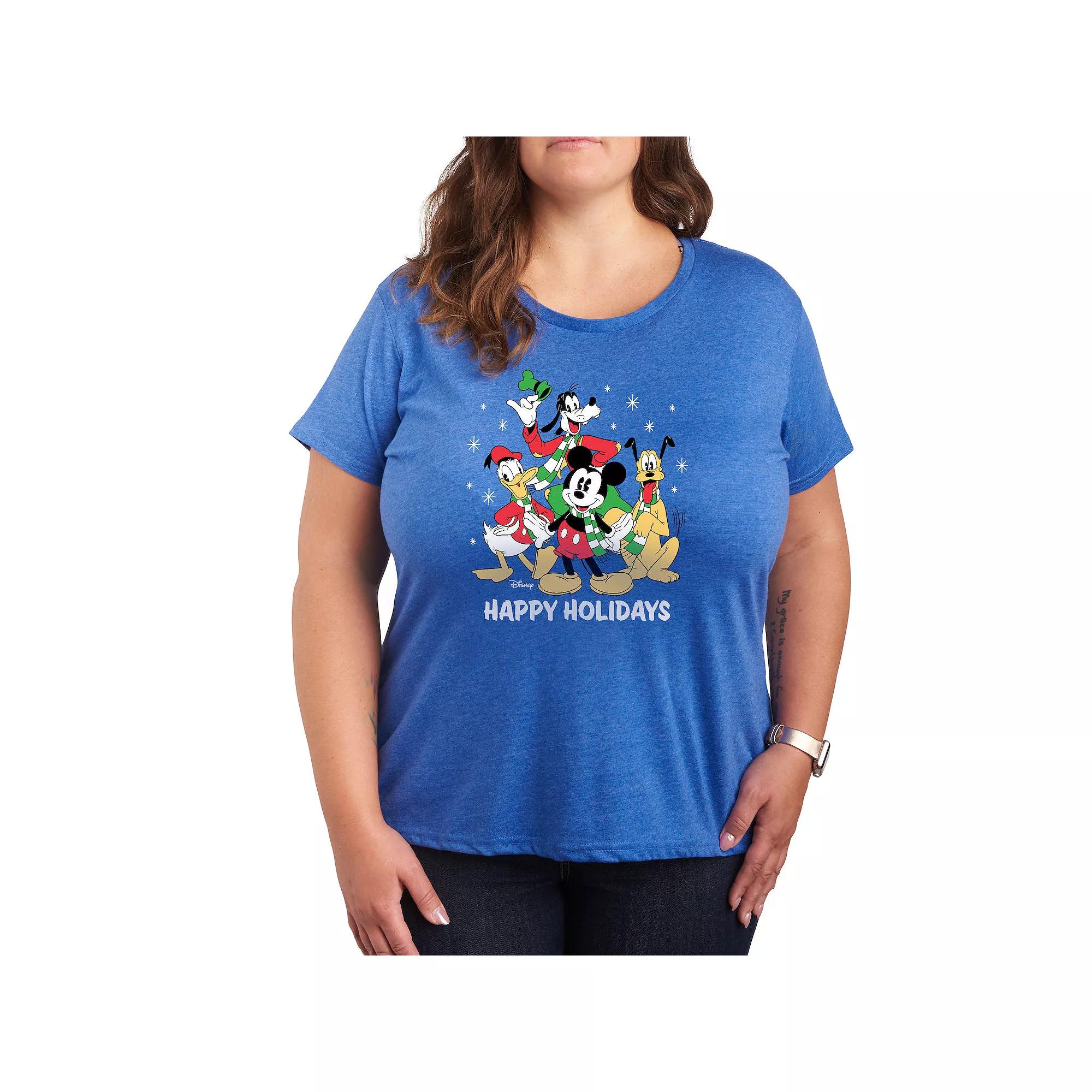 Disney's Mickey Mouse & Friends Plus Happy Holidays Group Graphic Tee, Women's,  Product Image