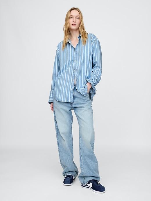 Denim Stripe Big Shirt Product Image
