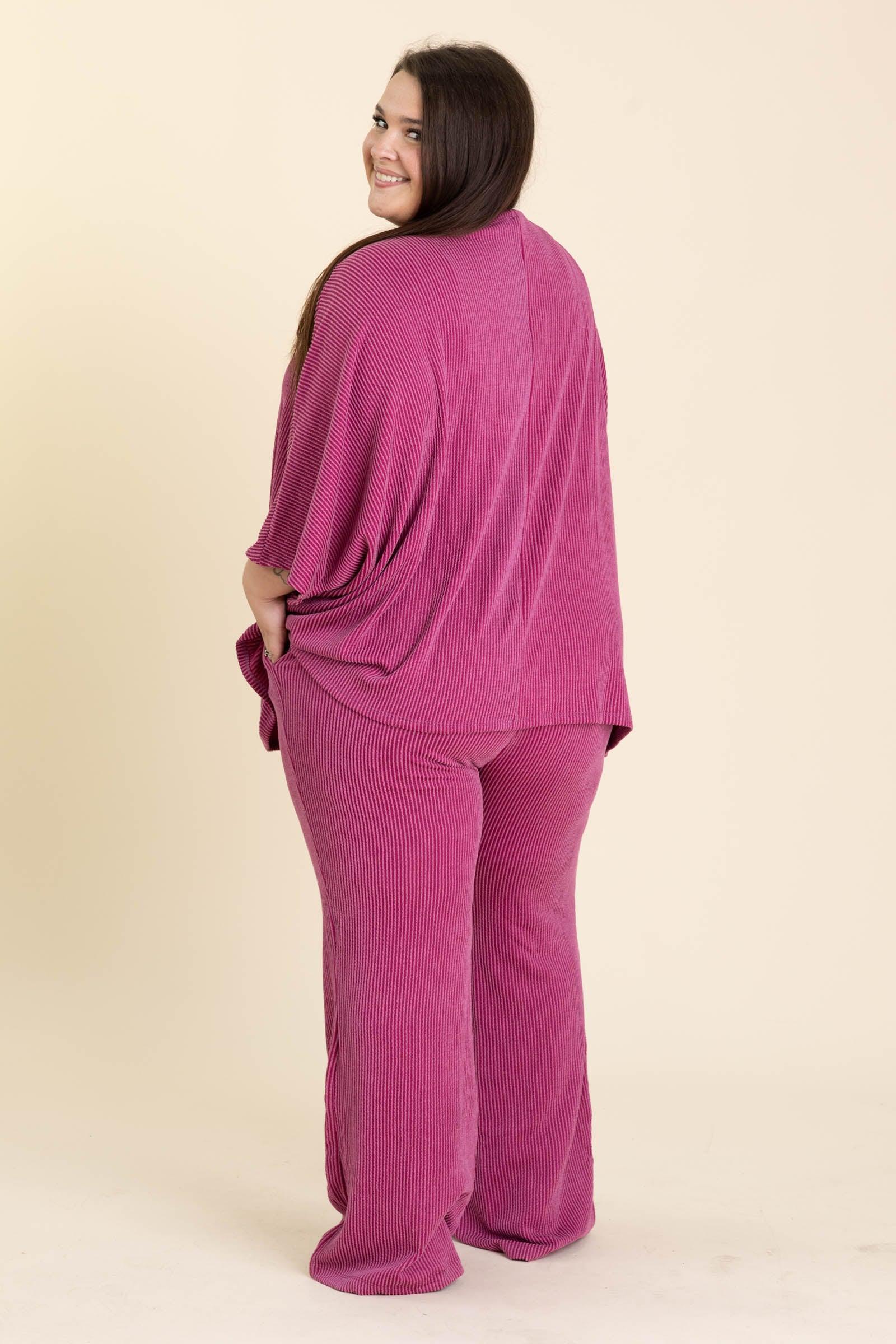 Soft Knit Boat Neck Top And Pants Set Product Image