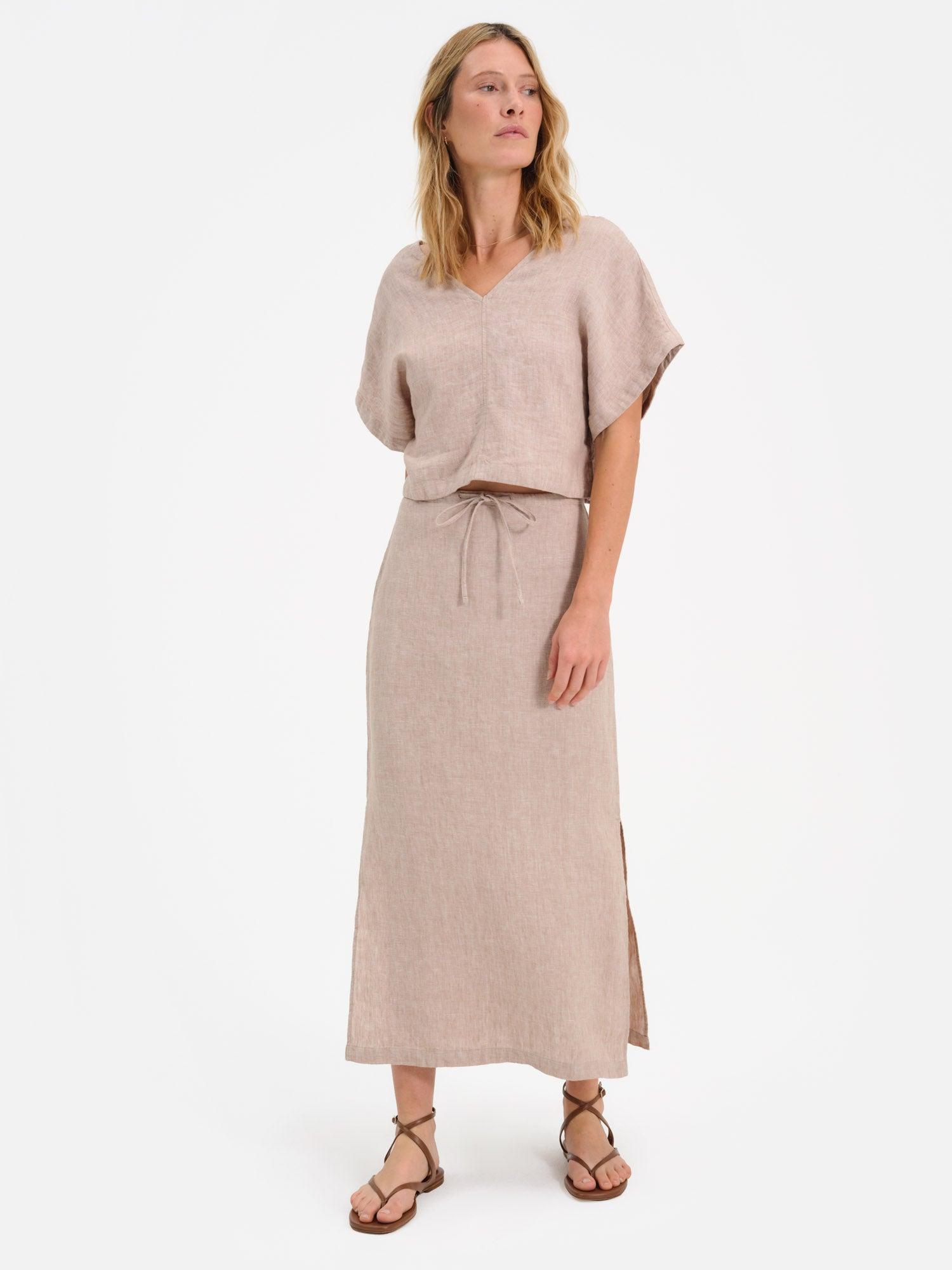 Organic Linen Midi Skirt Female Product Image