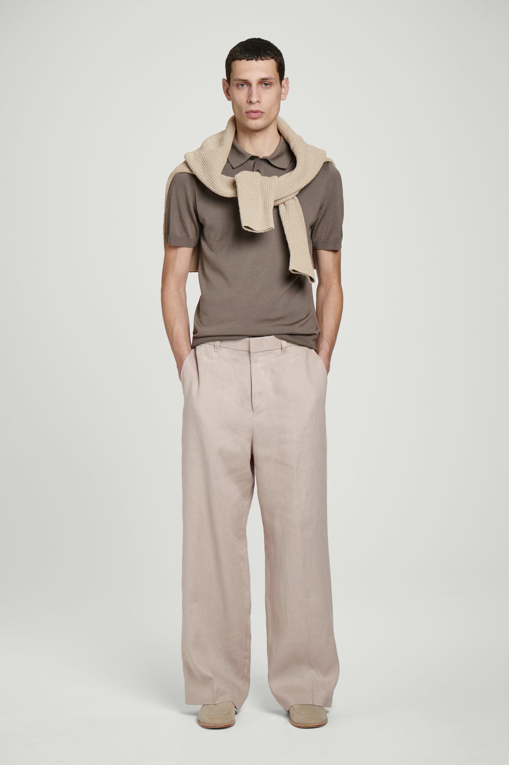 FLUID LINEN WIDE-LEG PANTS Product Image