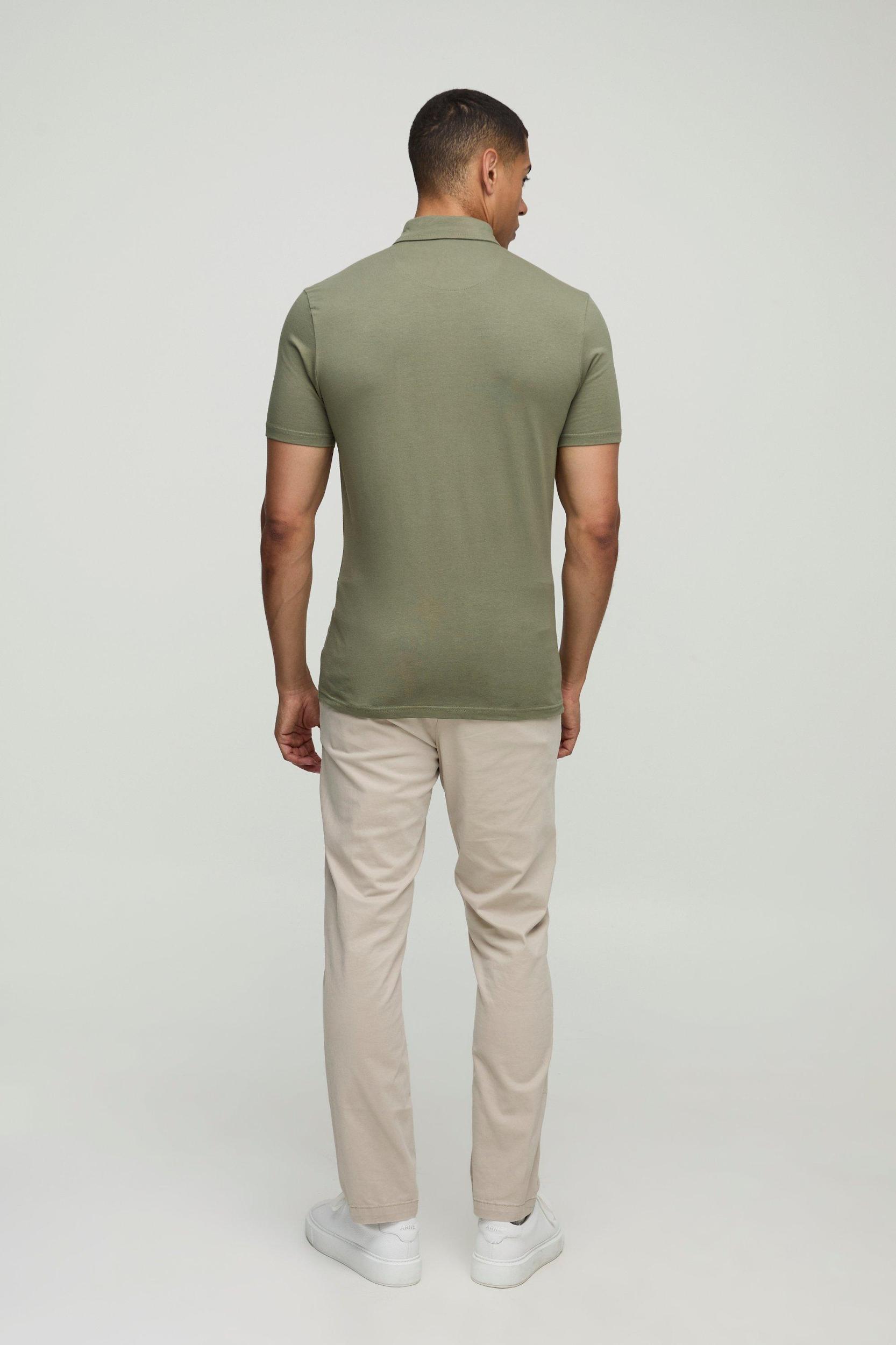 Stretch Muscle Fit Jersey Short Sleeve Shirt | boohooMAN USA Product Image