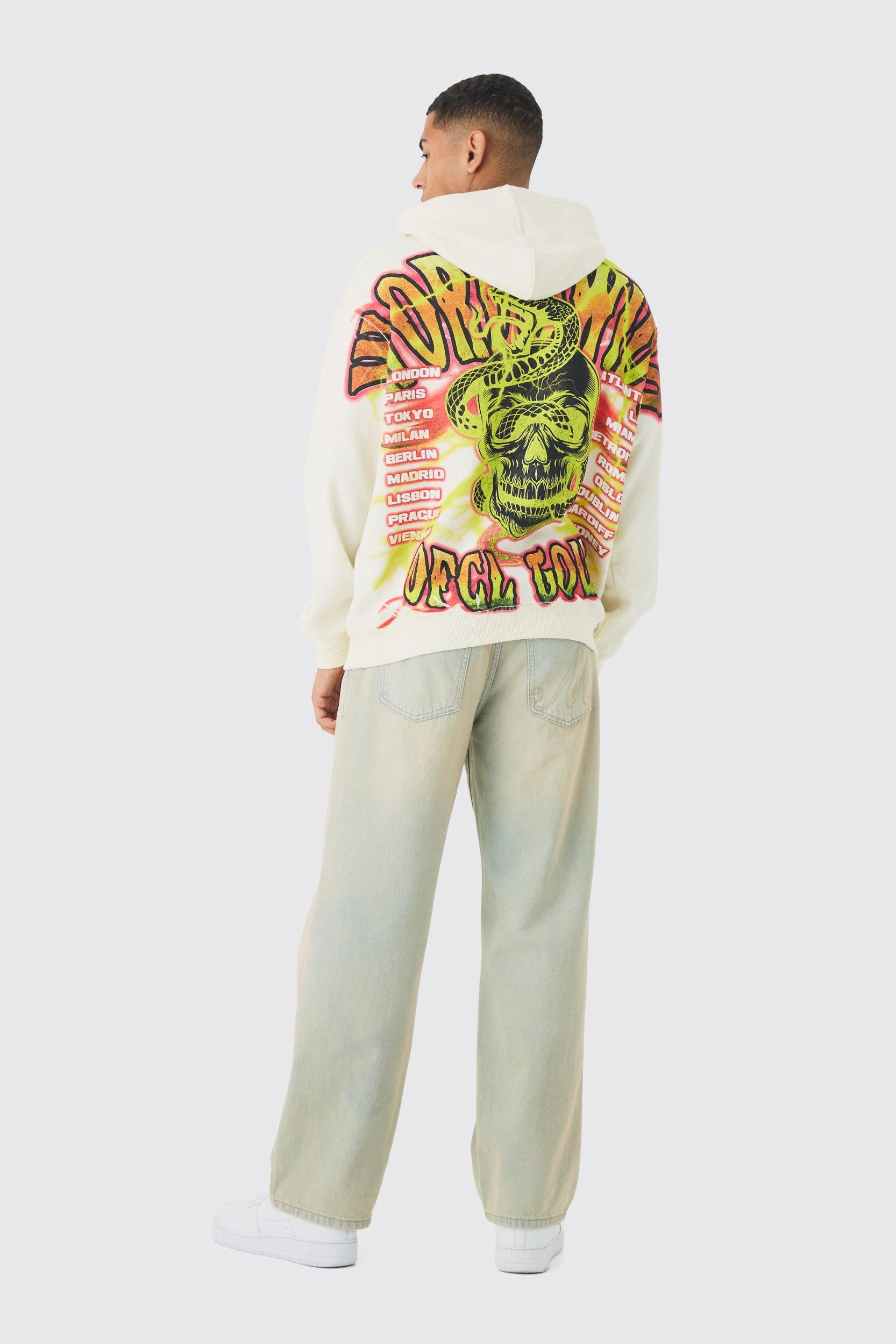 Oversized Over The Seams Ofcl Tour Back Graphic Hoodie | boohooMAN USA Product Image