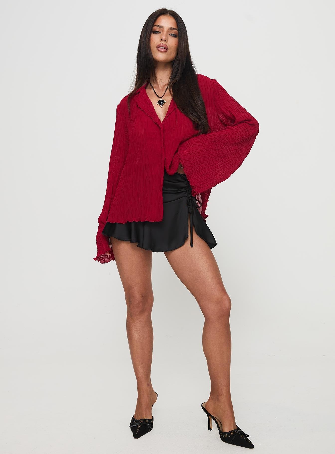 Selma Shirt Burgundy Product Image