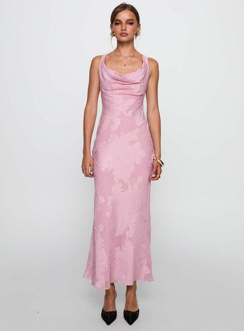 Brietta Cowl Maxi Dress Pink Product Image