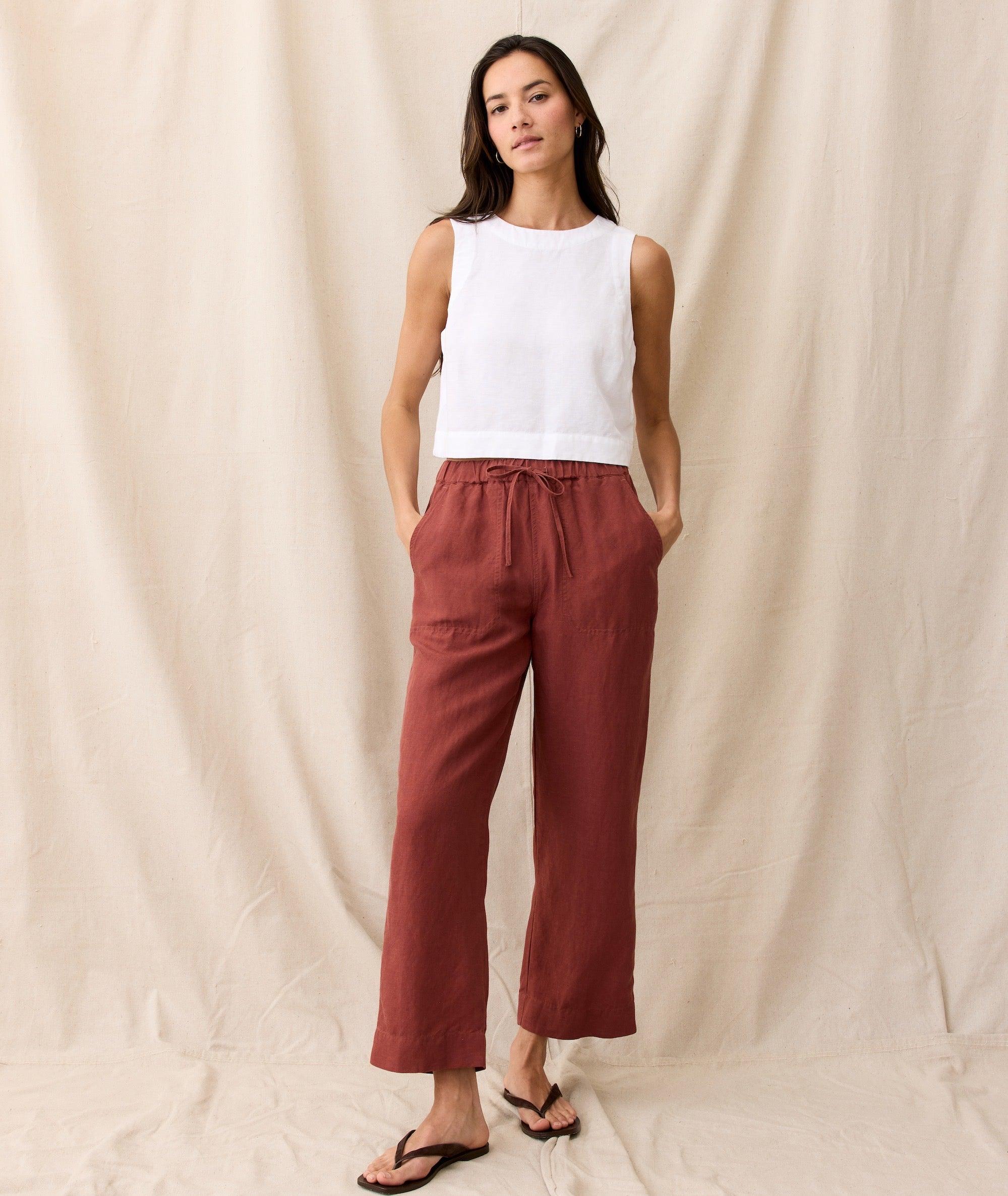 Linen Drawstring Straight Leg Pant Product Image