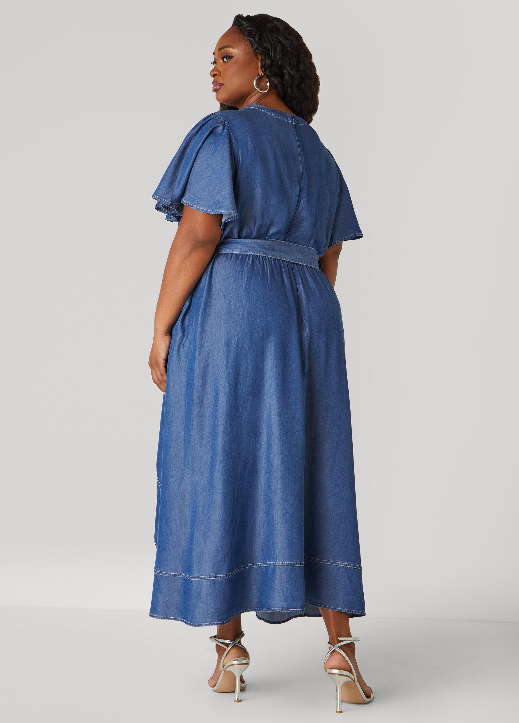 Belted A Line Chambray Dress Product Image