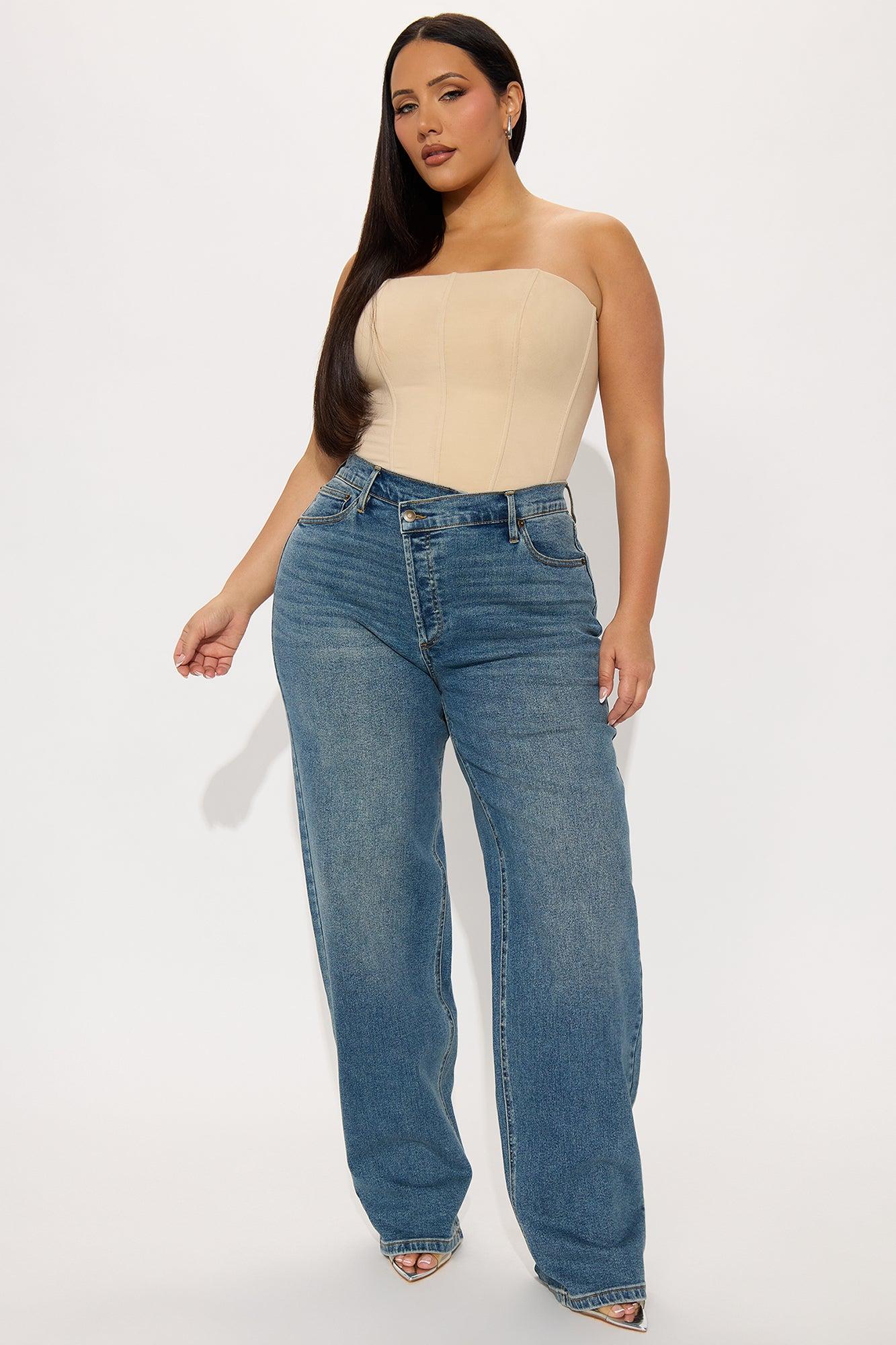 Tall In Sync Stretch Crossover Straight Leg Jeans - Dark Wash Female Product Image