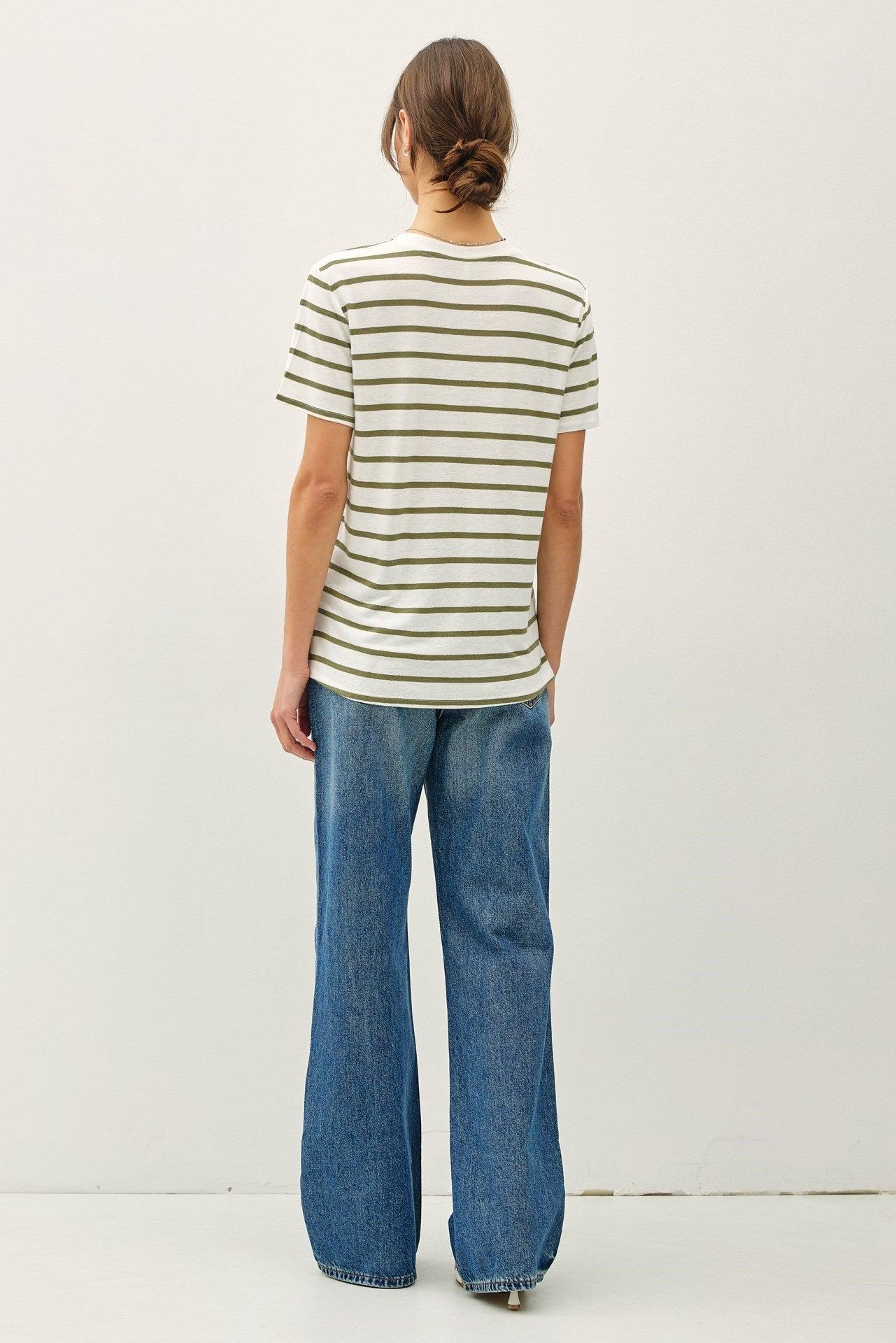 UB ESSENTIALS: EASY STRIPES COTTON-LINEN TEE Product Image