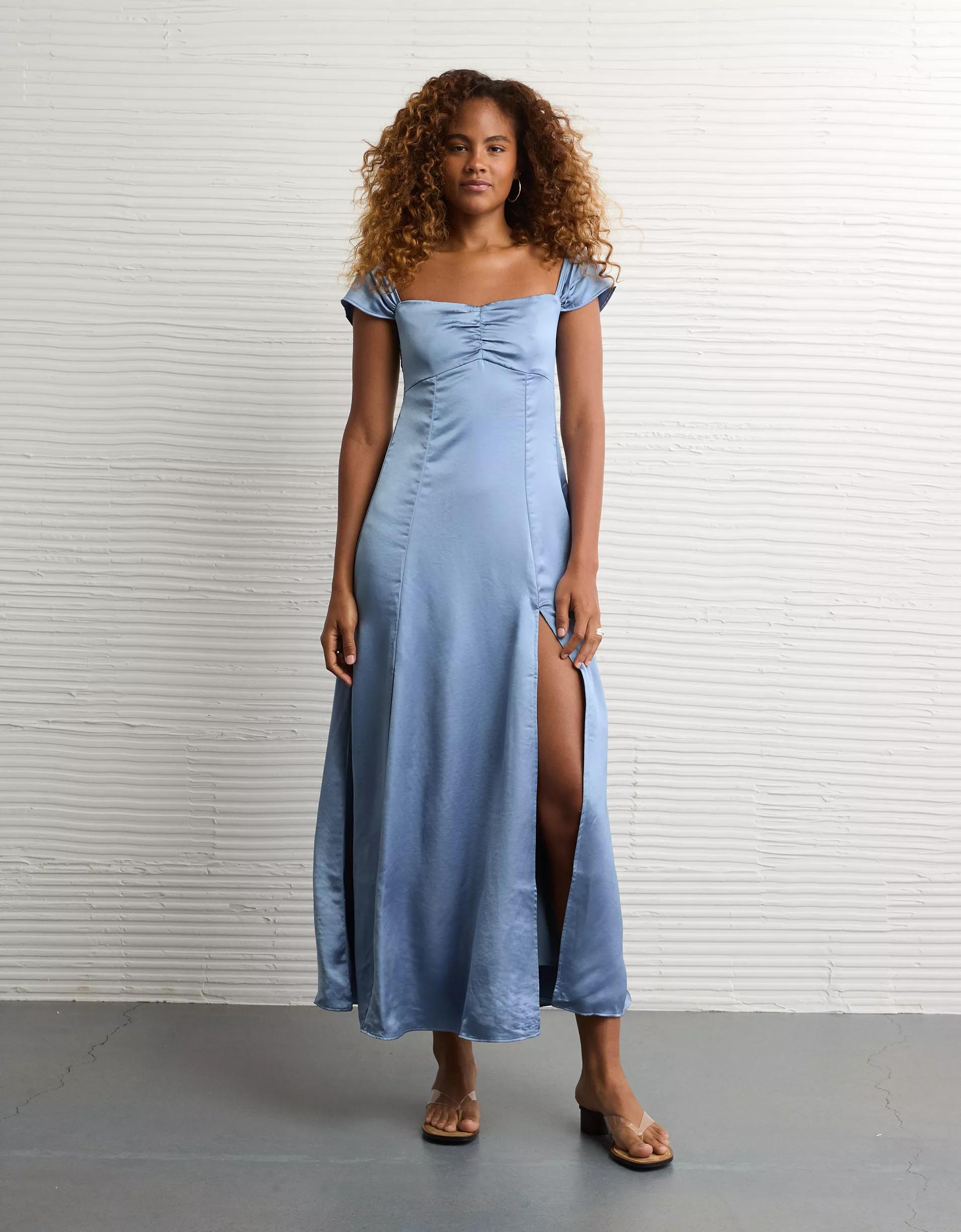 AE Satin Sweetheart Off-The-Shoulder Maxi Dress Women's Product Image