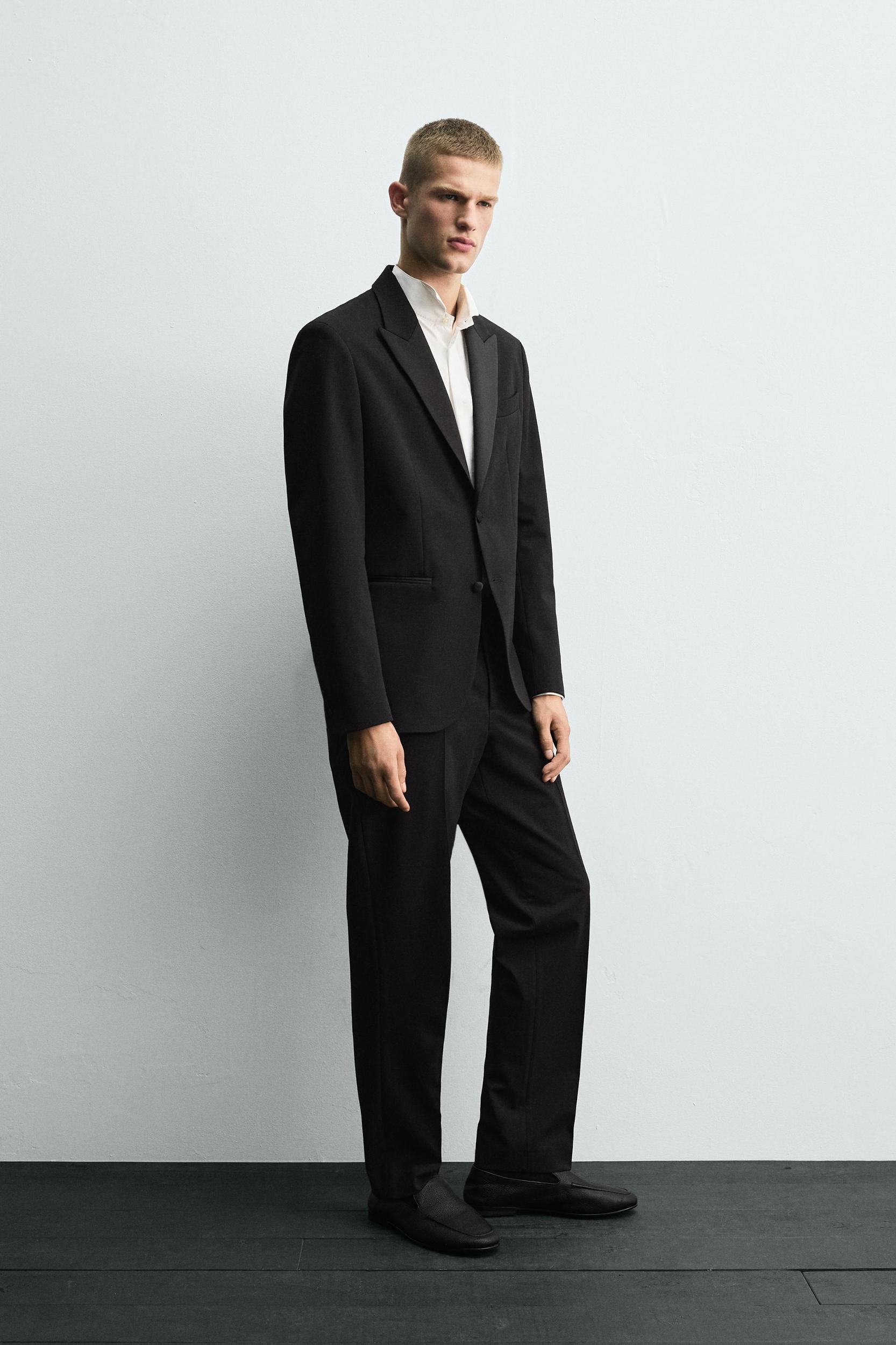 WOOL BLEND TUXEDO SUIT PANTS Product Image
