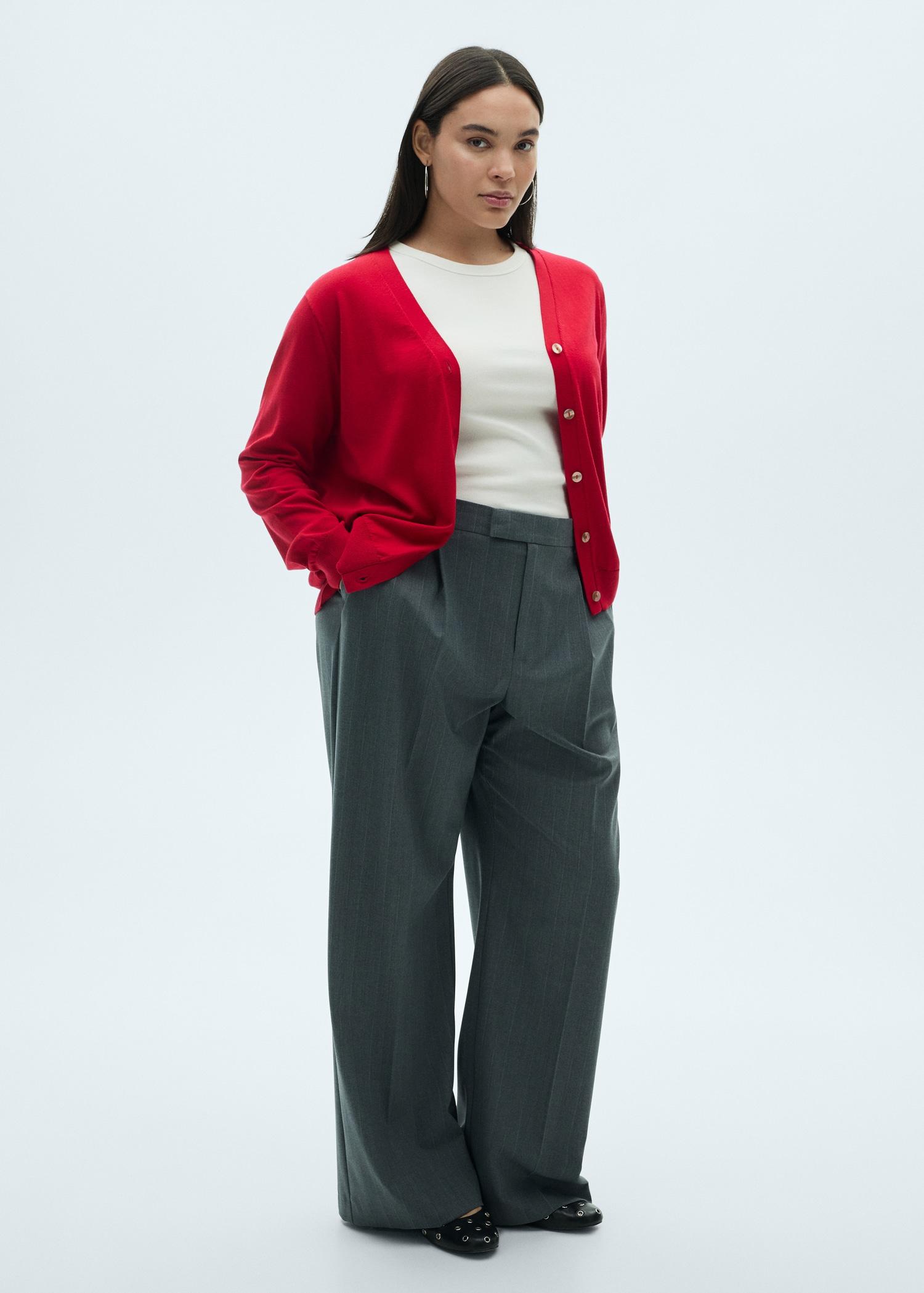 Mulberry silk-blend ribbed cardigan - Women | MANGO USA Product Image