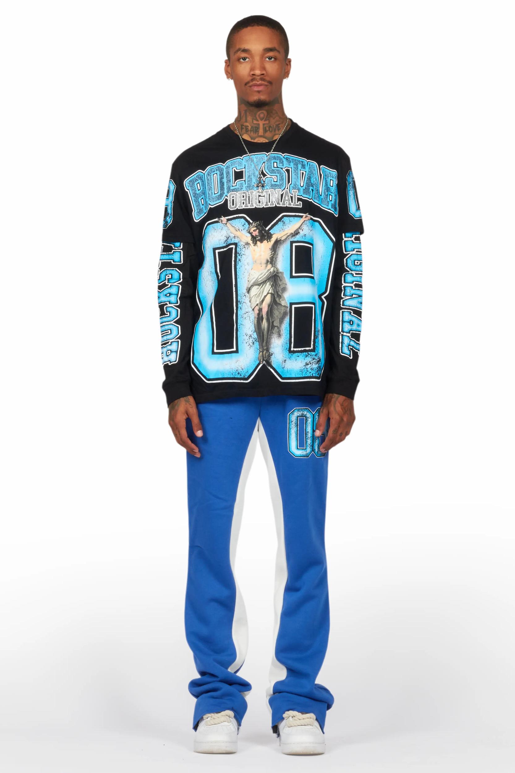 Fields Black/Royal Double Layer T-Shirt/Baggy Pant Set Male Product Image