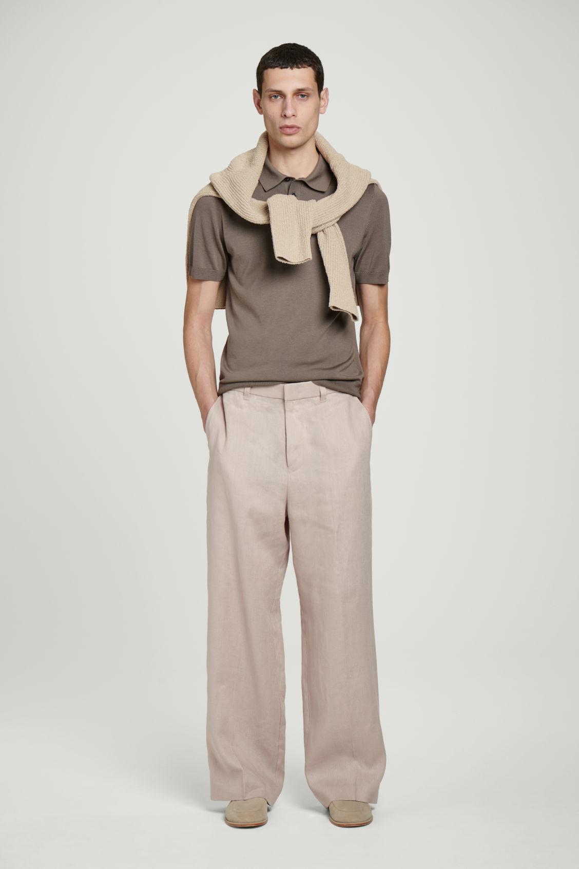 FLUID LINEN WIDE-LEG PANTS Product Image