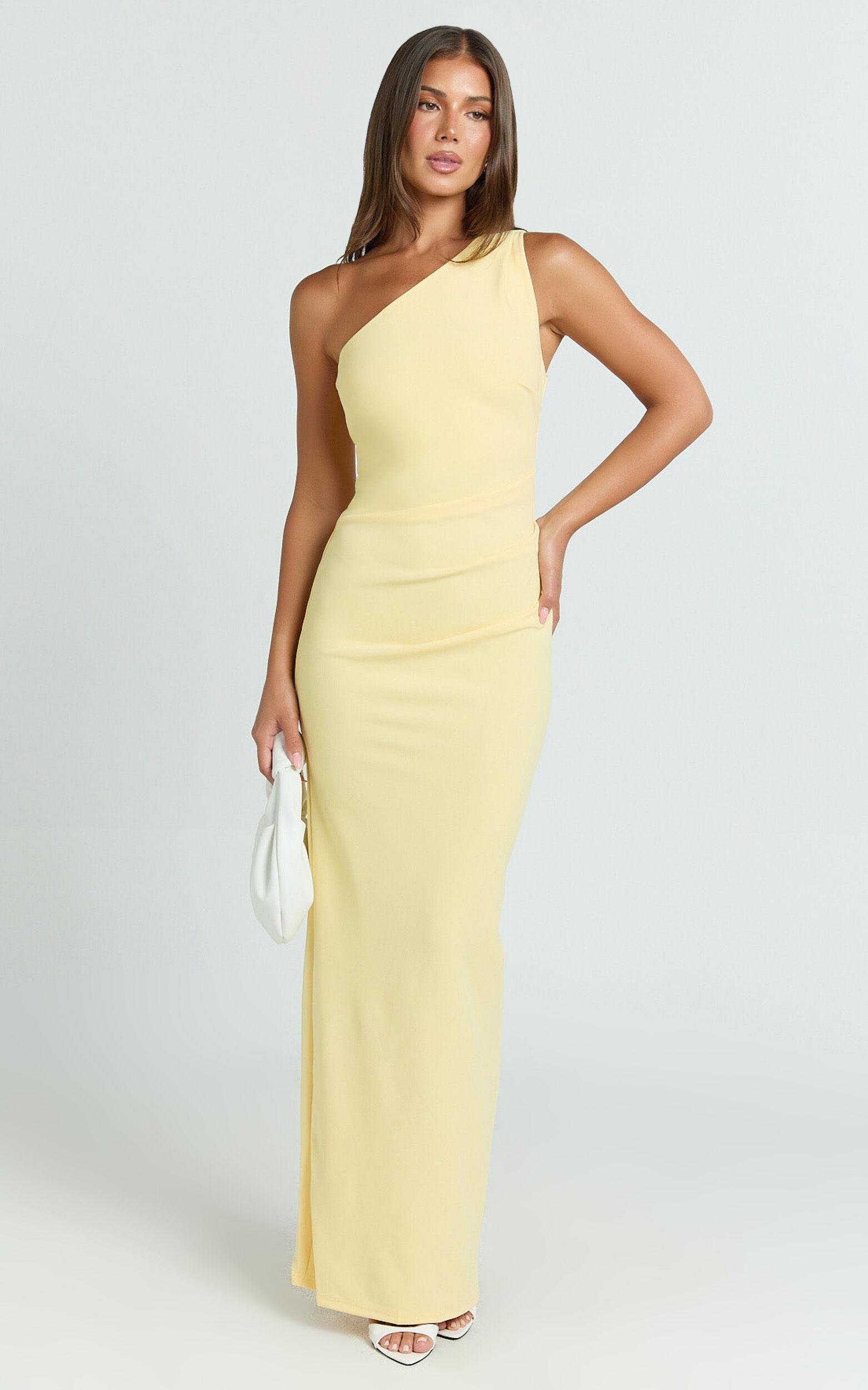 Criselda Maxi Dress - One Shoulder Maxi Dress in Lemon Product Image