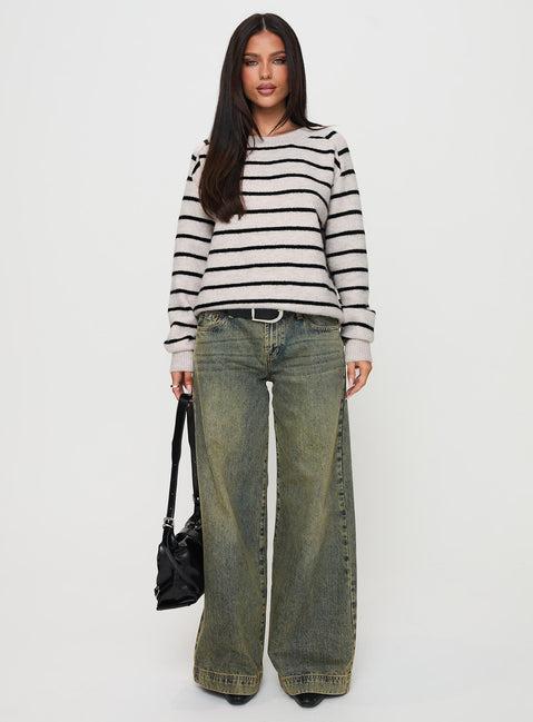 Souvenirs Knit Sweater Grey Stripe Product Image