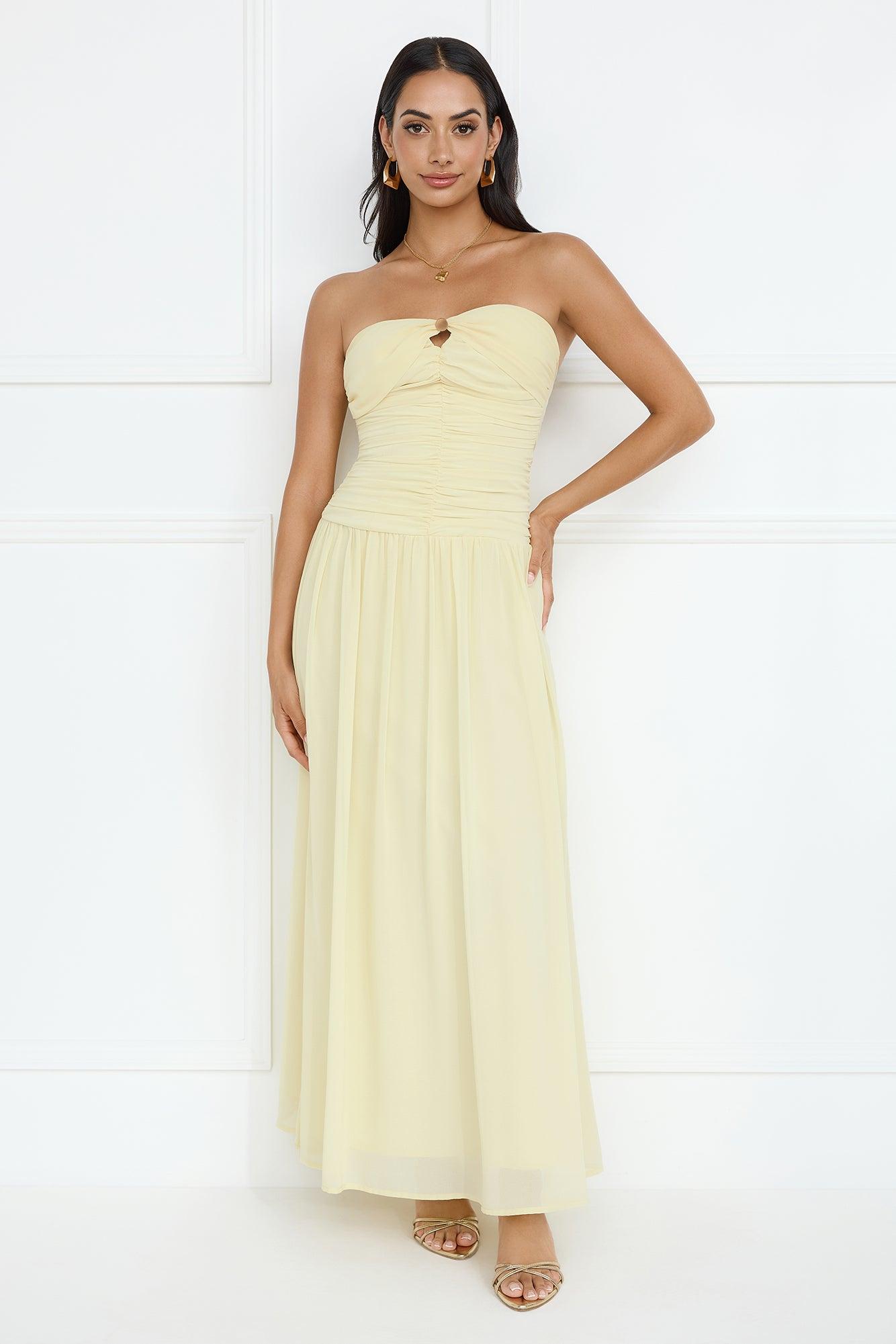 Enchanted Edit Strapless Maxi Dress Yellow Product Image
