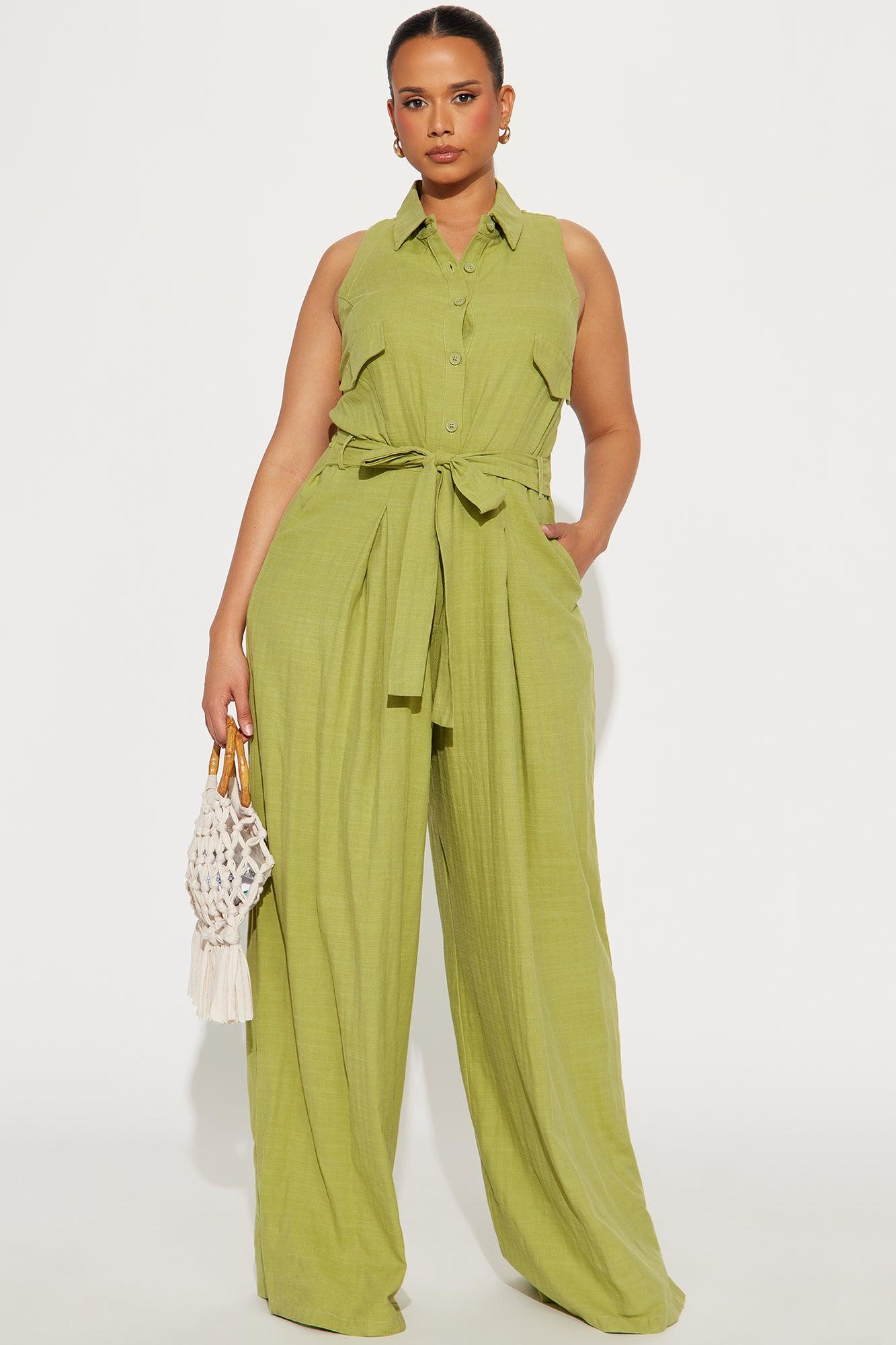 Lizzie Linen Jumpsuit - Green Product Image