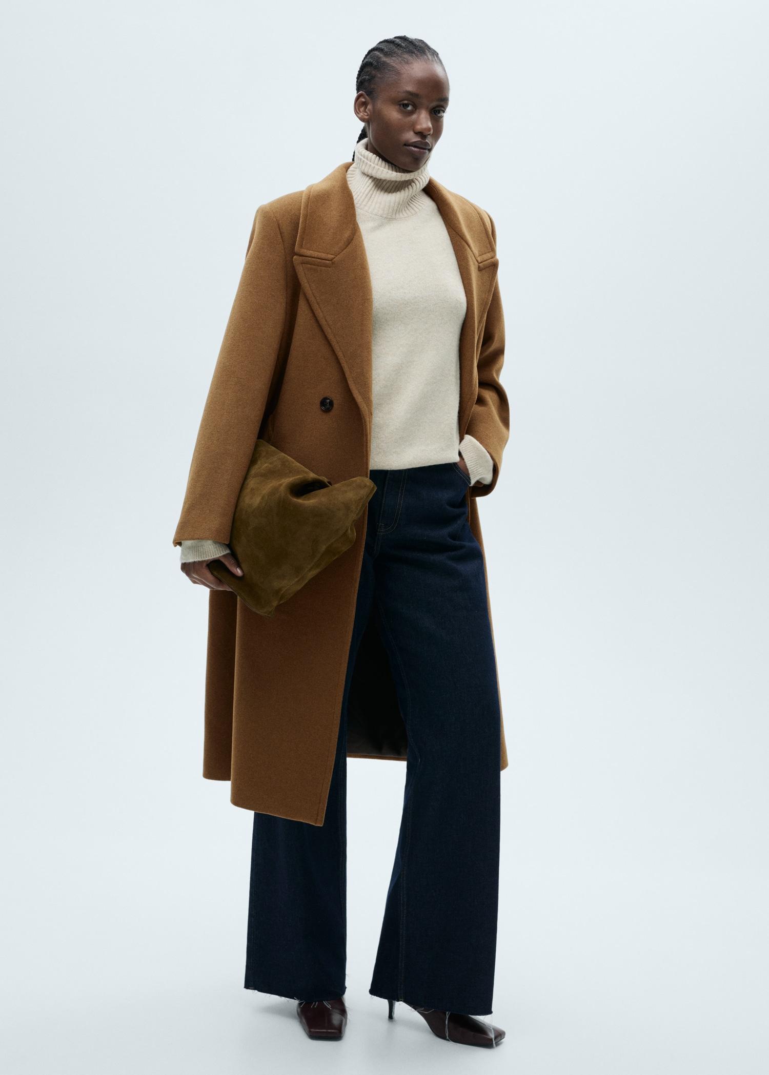 Double-breasted wool coat - Women | MANGO USA Product Image