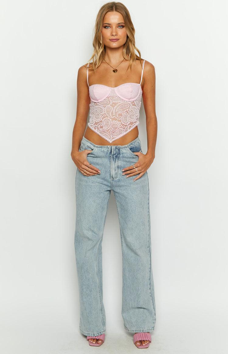 Resist You Pink Lace Bustier Top Baby Product Image