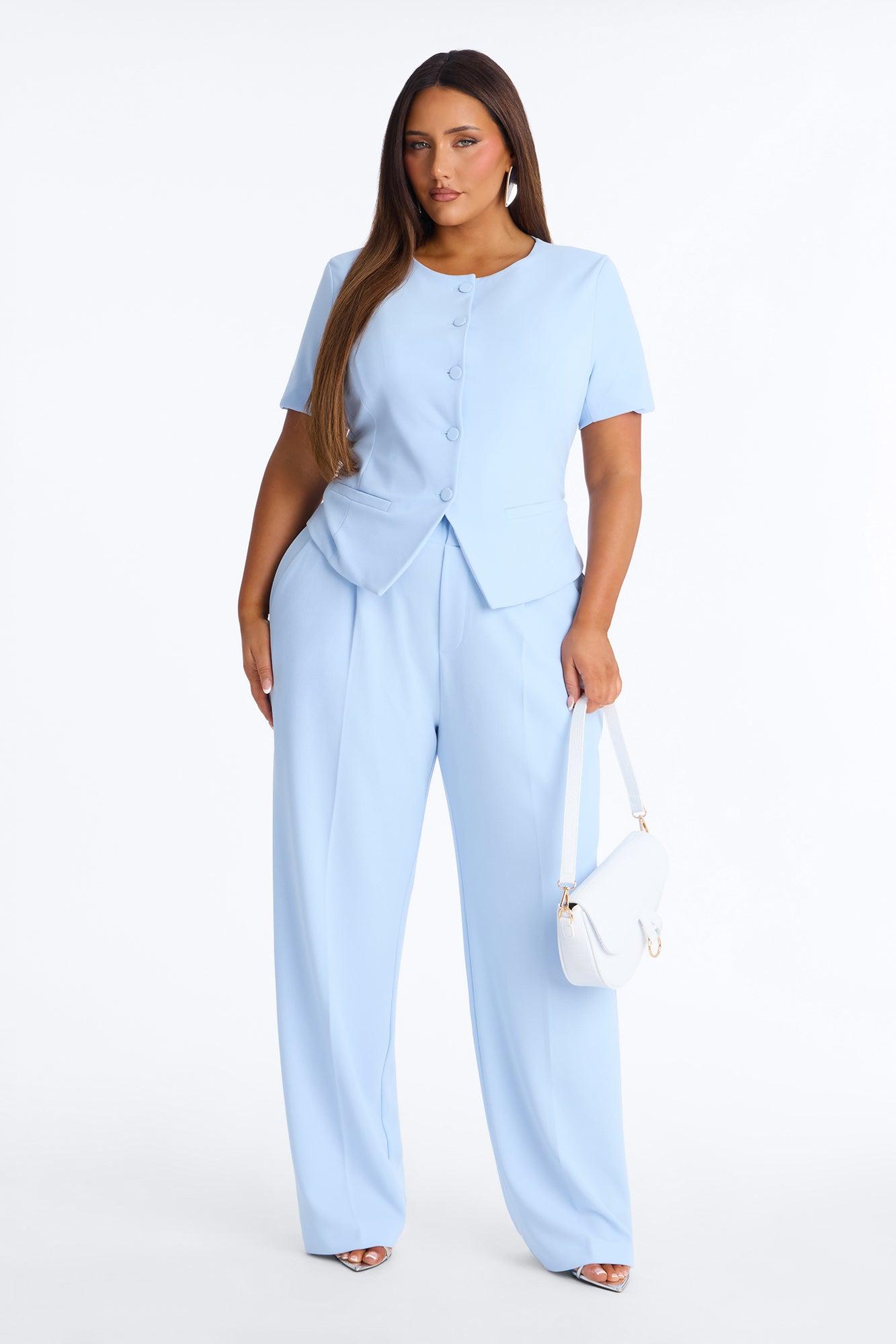 Mission Accomplished Short Sleeve Blazer - Light Blue Female Product Image