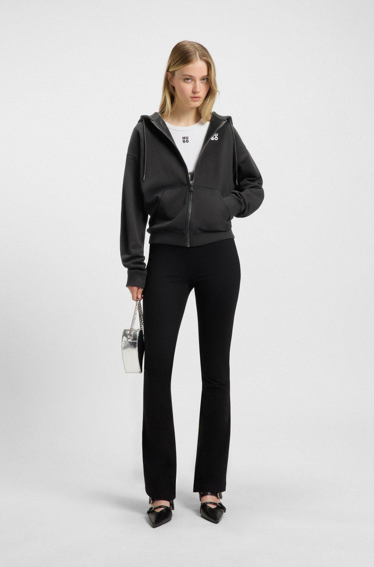 Cotton-terry zip-up hoodie with embroidered stacked logo Product Image