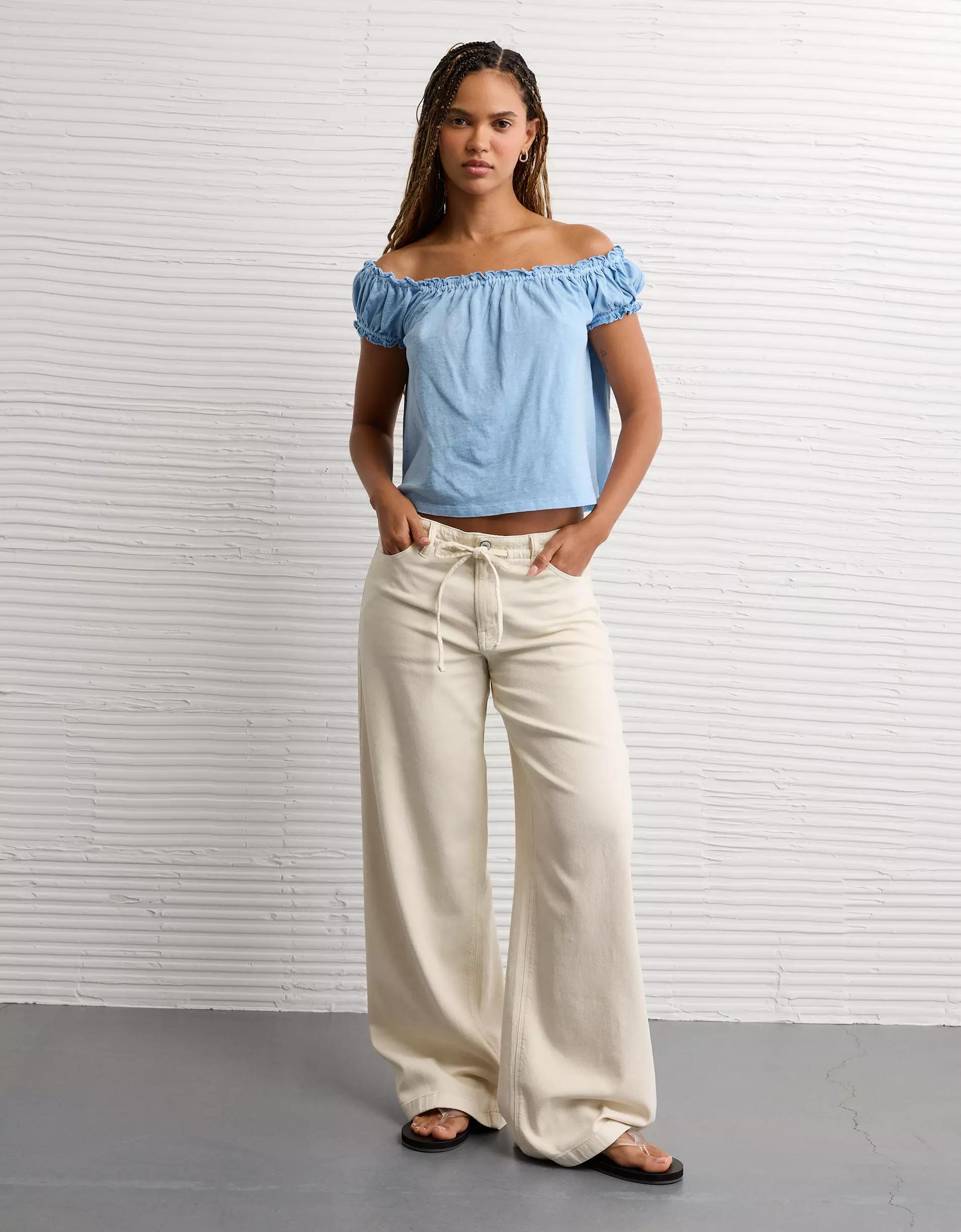 AE Sunchaser Knit Off The Shoulder Swing Top Product Image