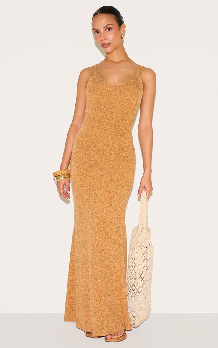 Petite Burnt Orange Fine Knit Maxi Dress Product Image
