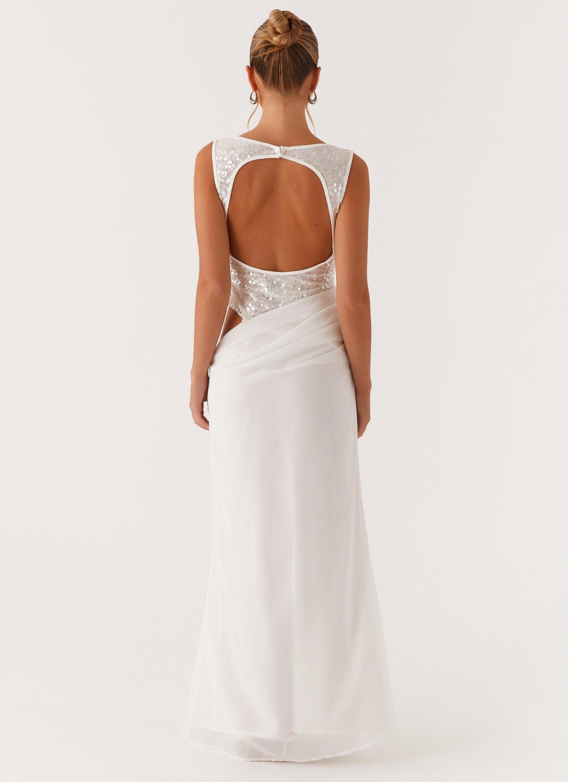 Above Ground Sequin Maxi Dress - White Product Image