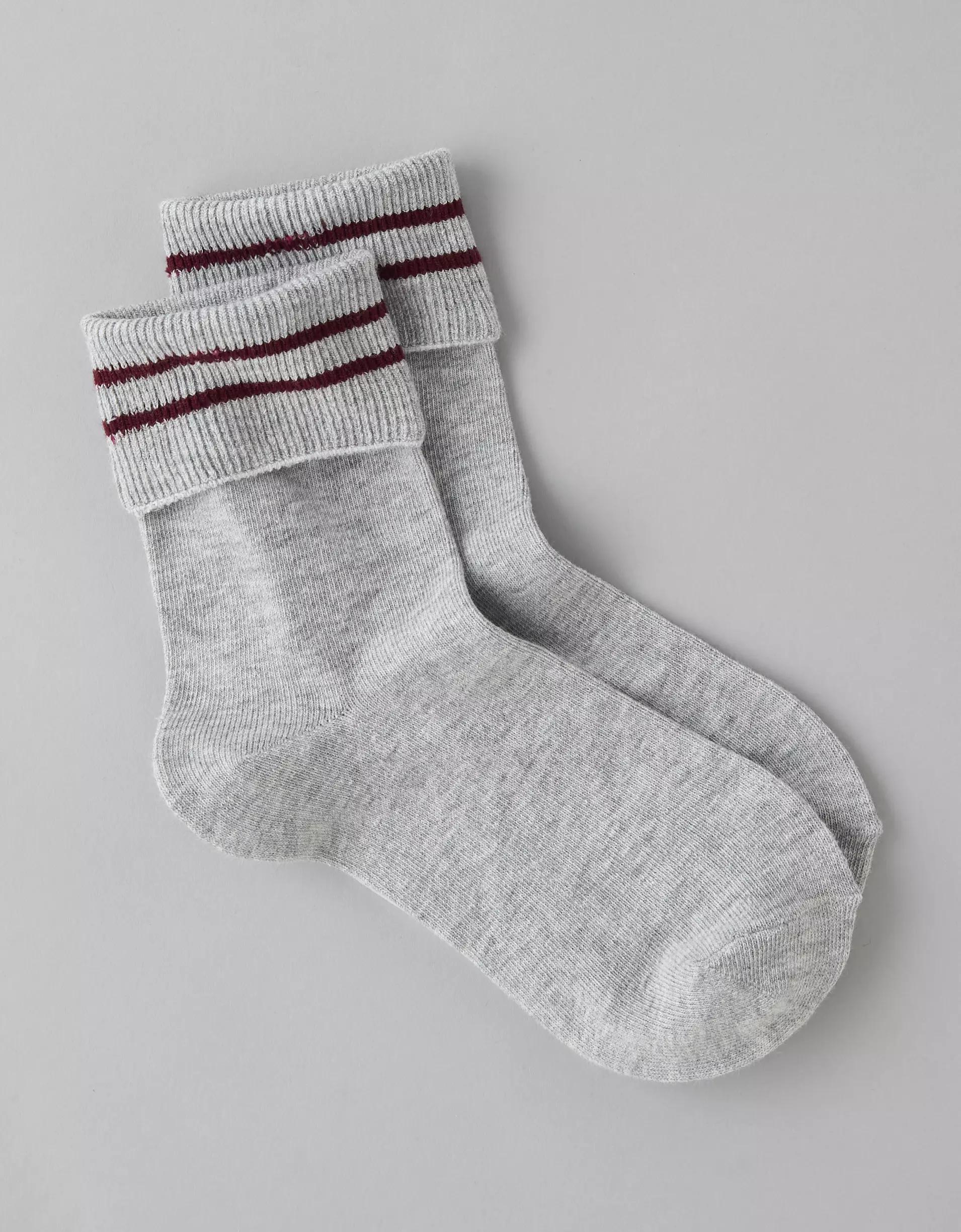 AE Foldover-Cuff Cropped Crew Socks Product Image