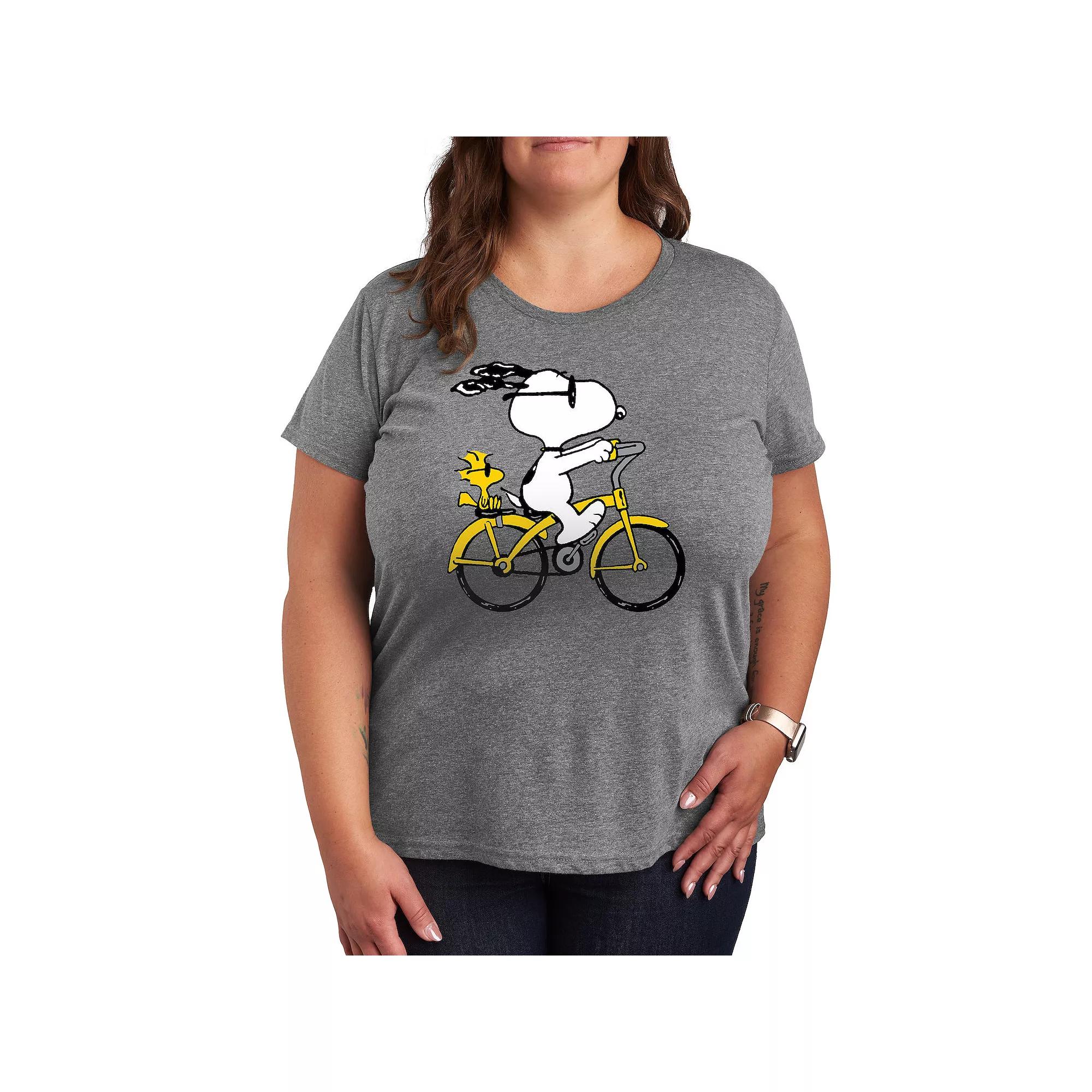 Plus Peanuts Snoopy & Woodstock Riding Bike Graphic Tee, Women's,  Product Image