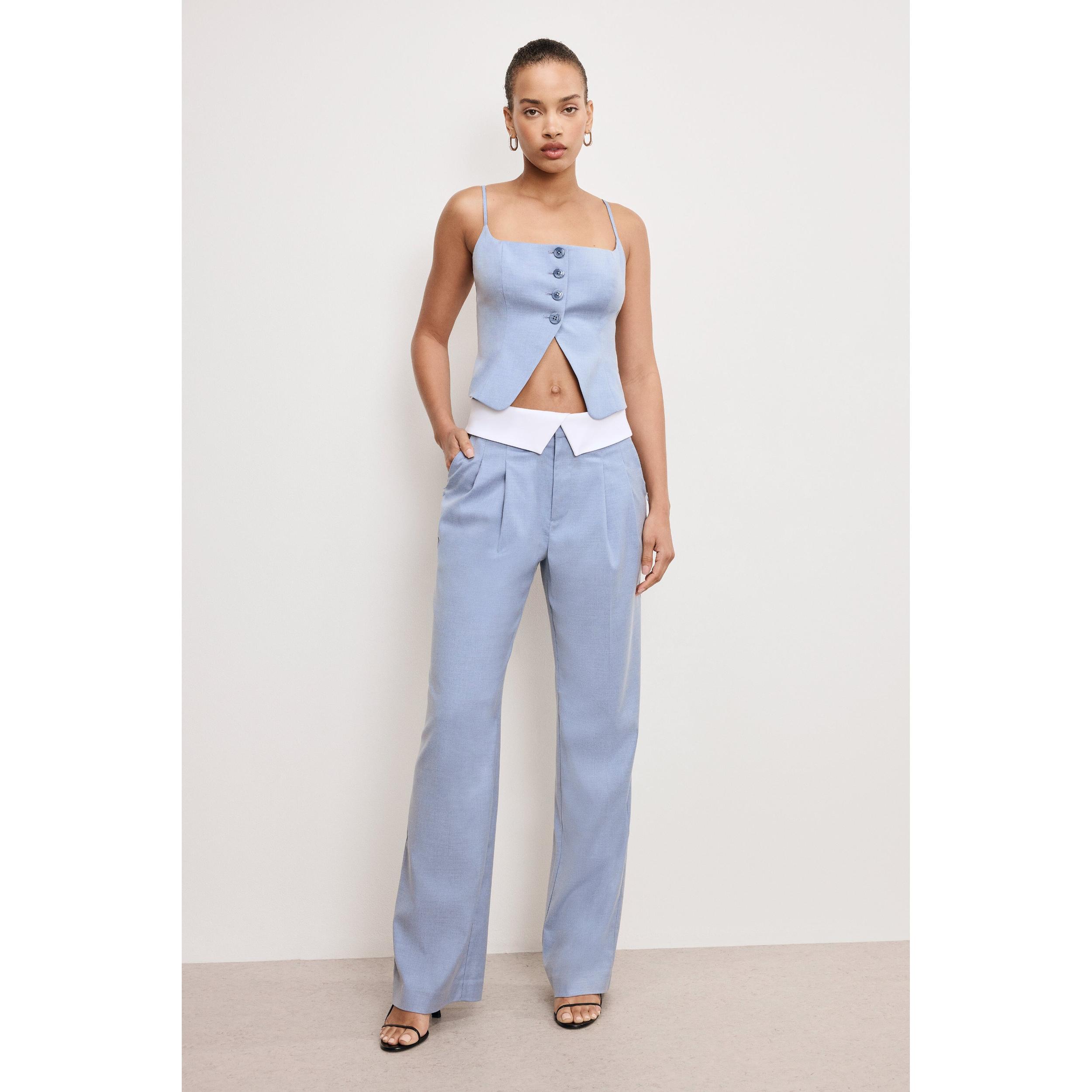 Womens Twill Suiting Foldover Wb Trouser Pant | | Good American by Khlo Kardashian Product Image