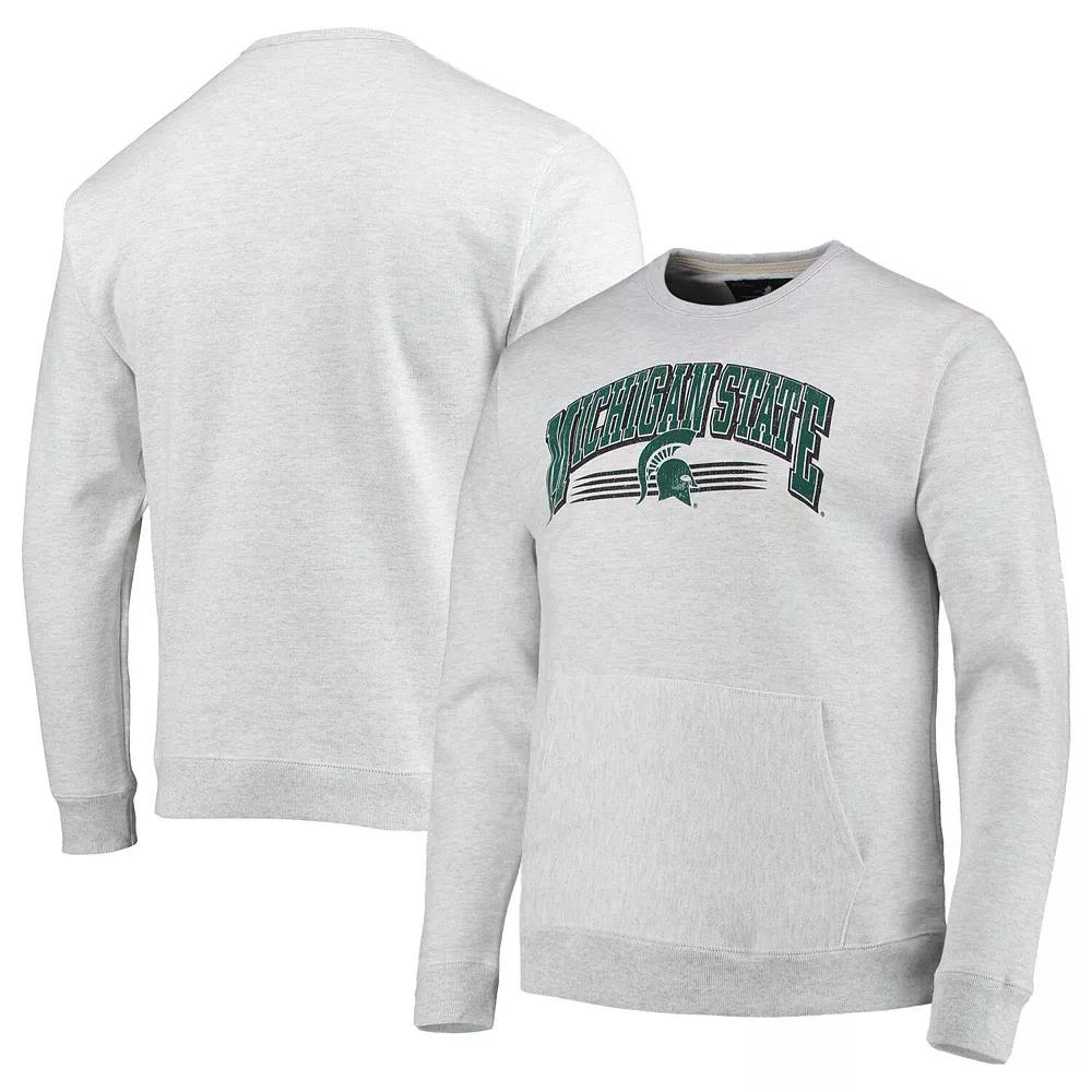 Men's League Collegiate Wear Heathered Gray Michigan State Spartans Upperclassman Pocket Pullover Sweatshirt,  Product Image