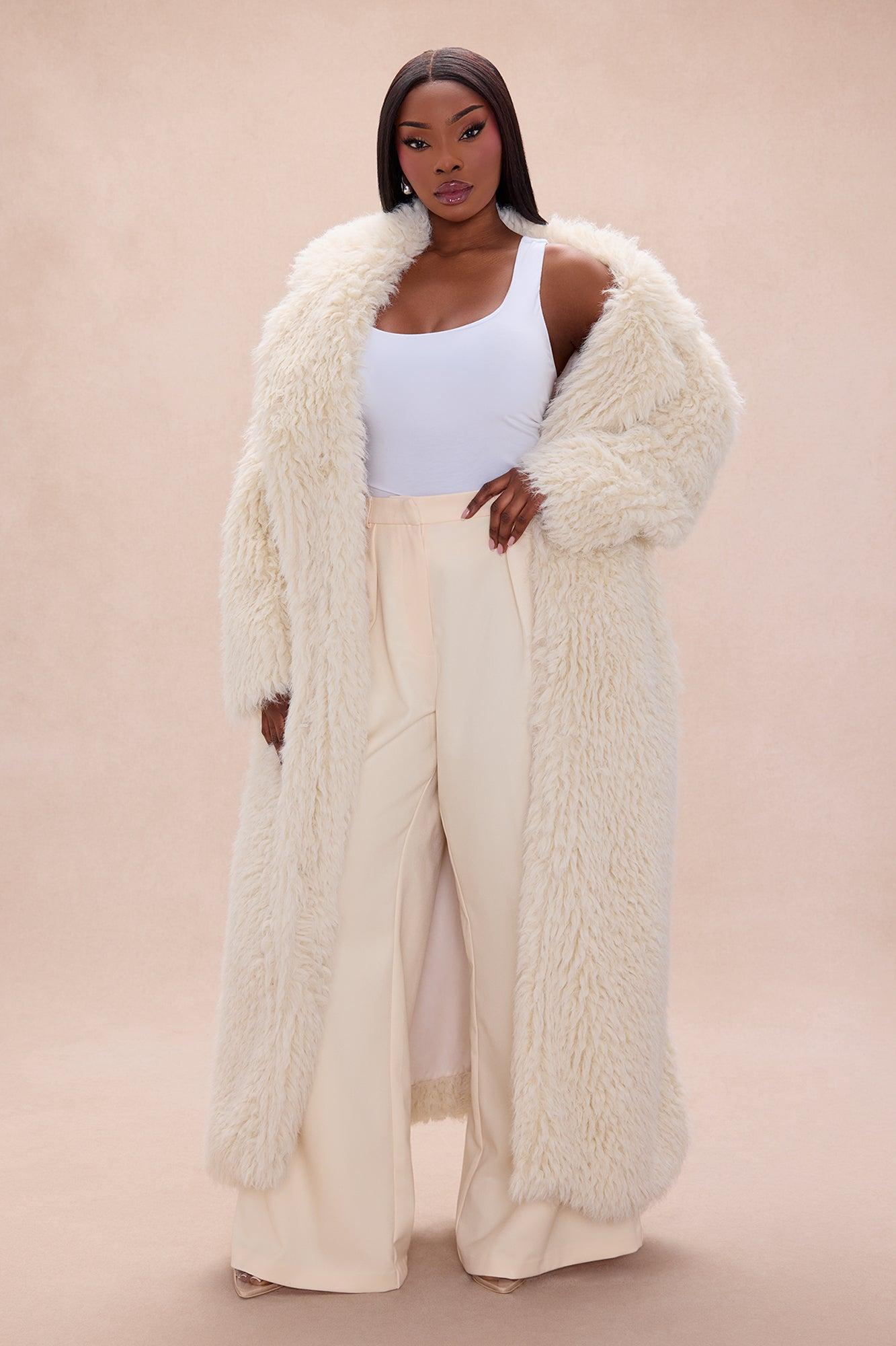 Catherine Faux Fur Coat - Cream Female Product Image