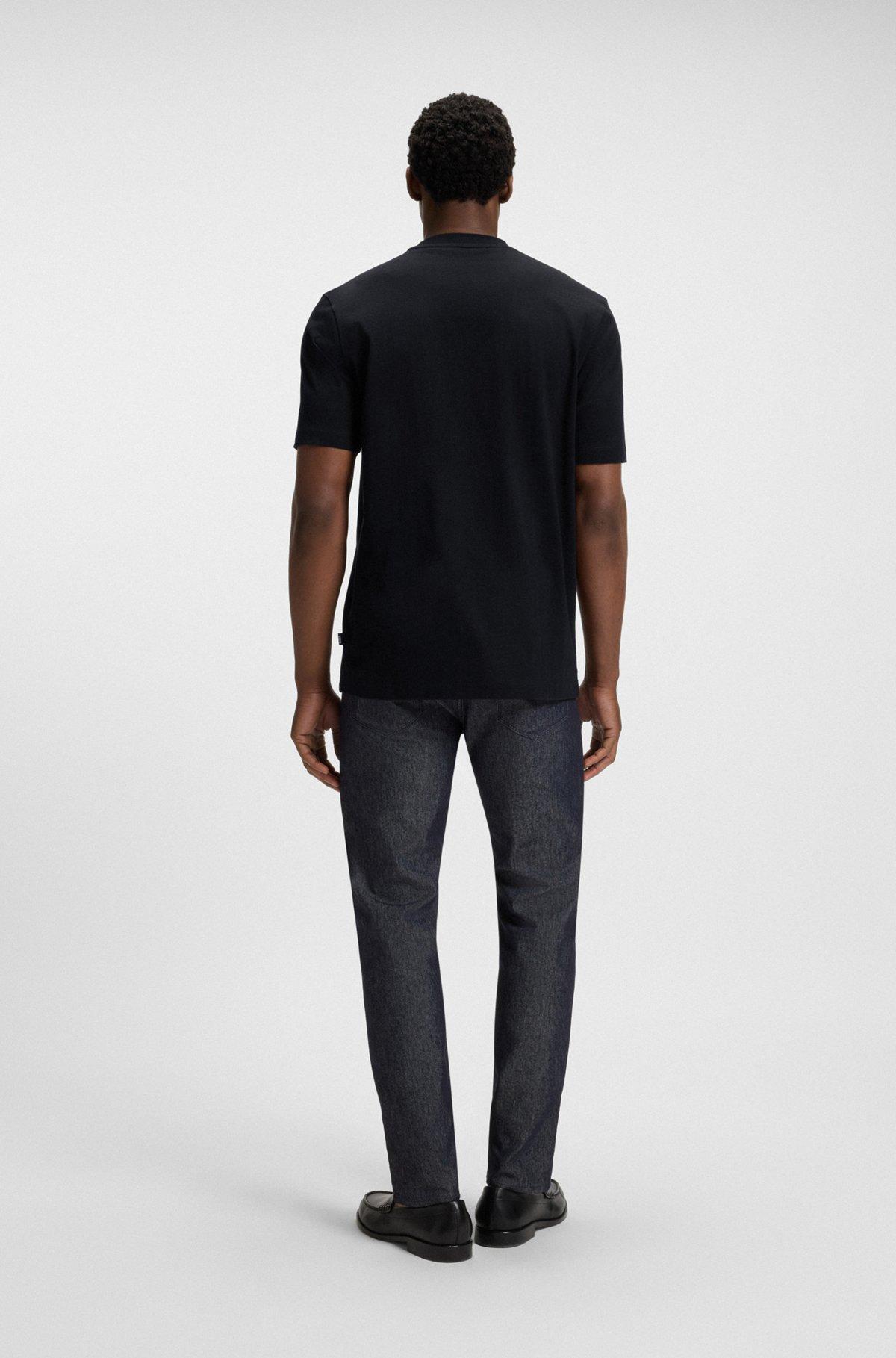 BOSS - Regular-fit T-shirt in cotton jersey with ribbed collar - Black Product Image