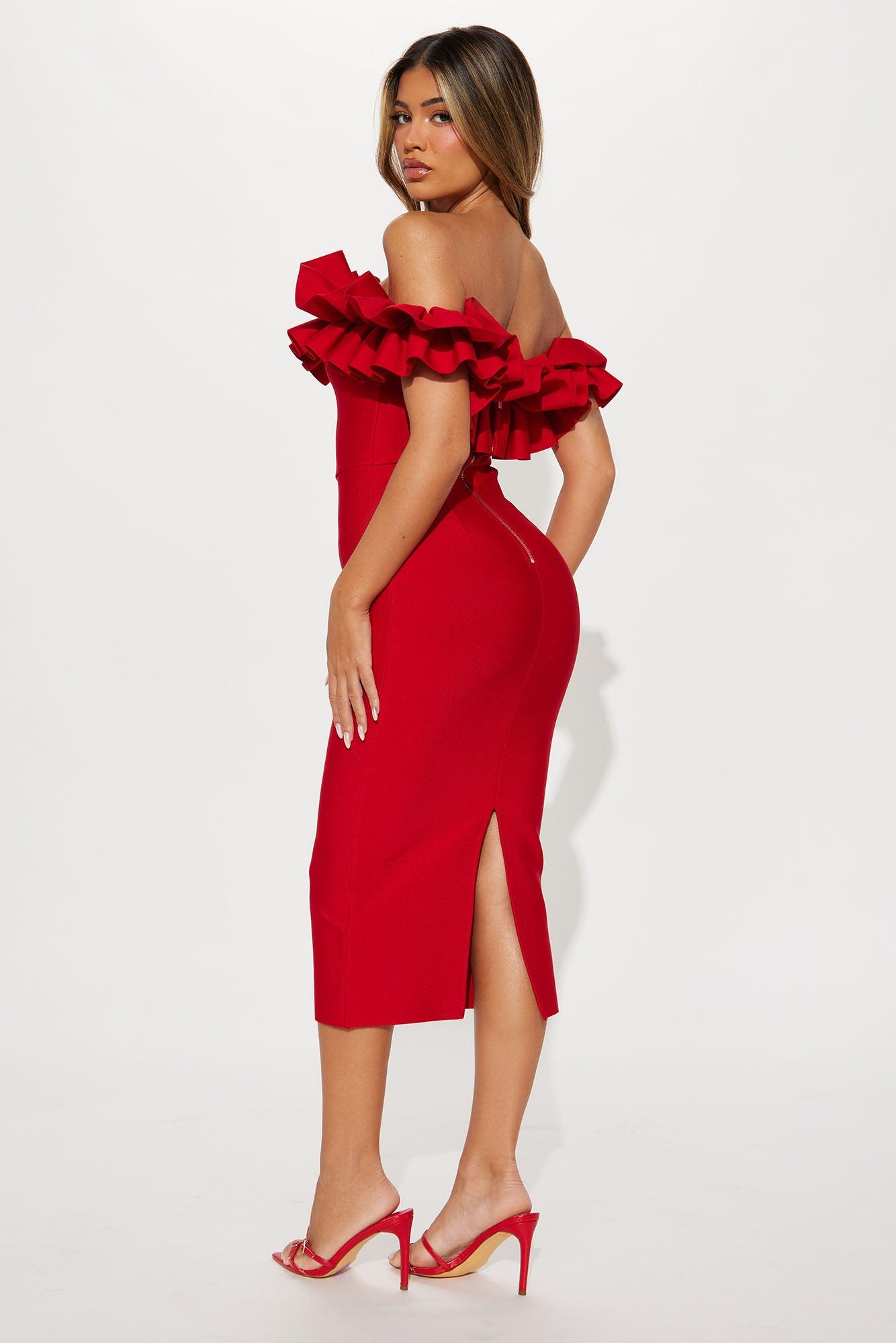 Statements Like This Midi Dress - Red Product Image