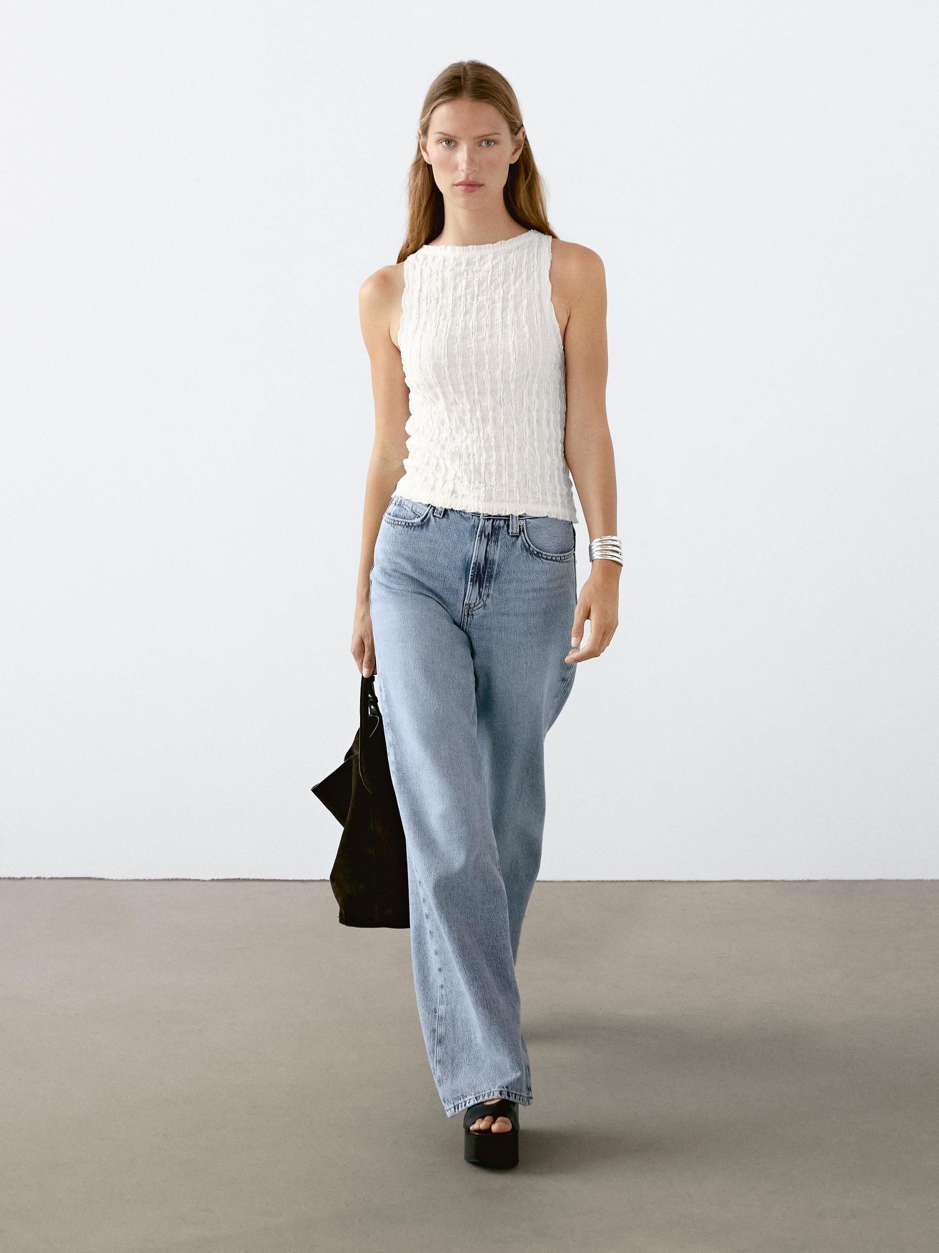 Gathered cotton blend top Product Image