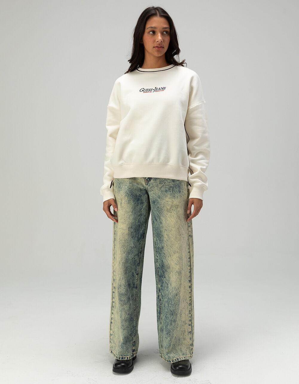 GUESS Womens Oversized Crewneck Sweatshirt - OFF WHITE Product Image