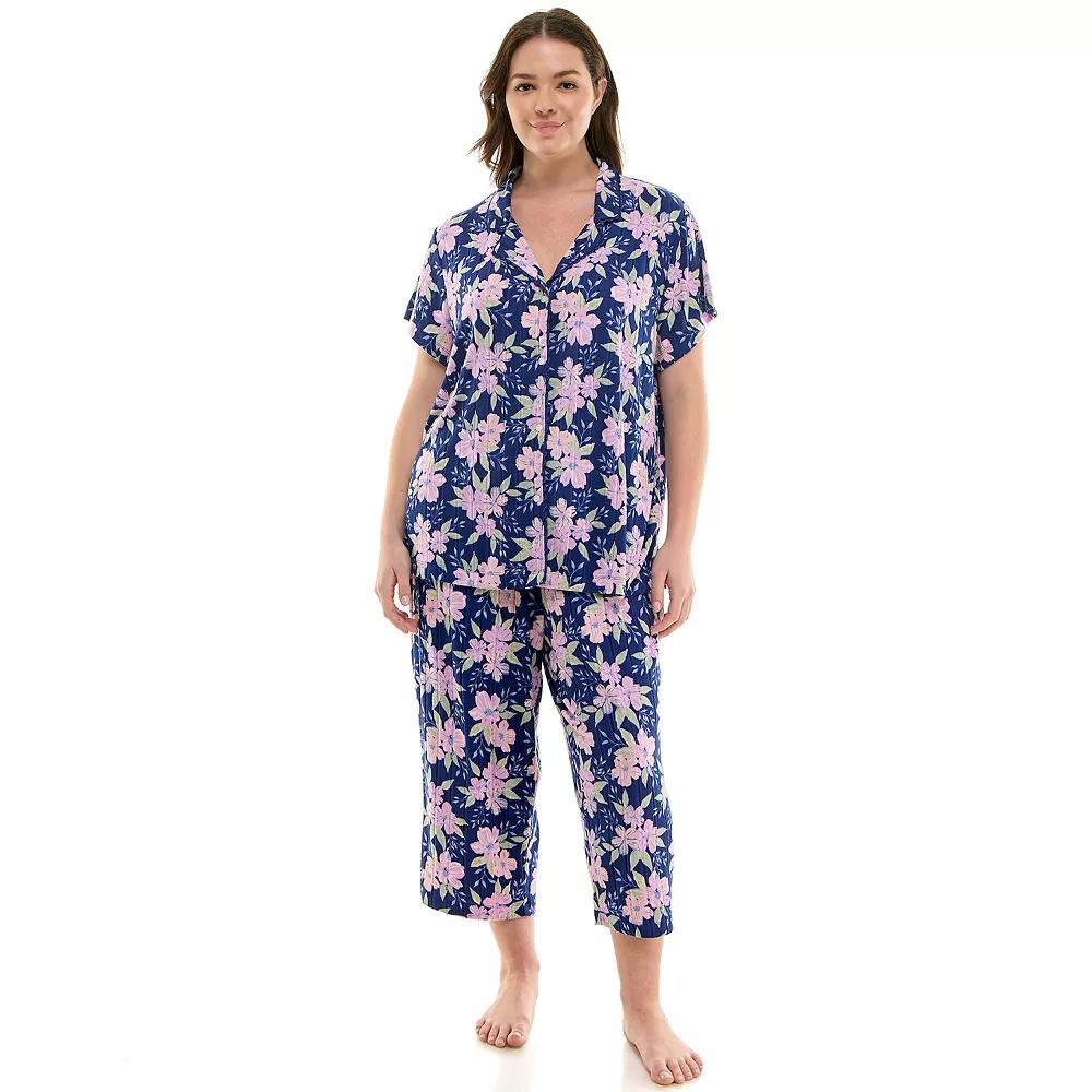 Plus Size Croft & Barrow® Wonderluxe Pajama Top & Pajama Pants Set, Women's, Size: 4XL, Contessa Floral Product Image