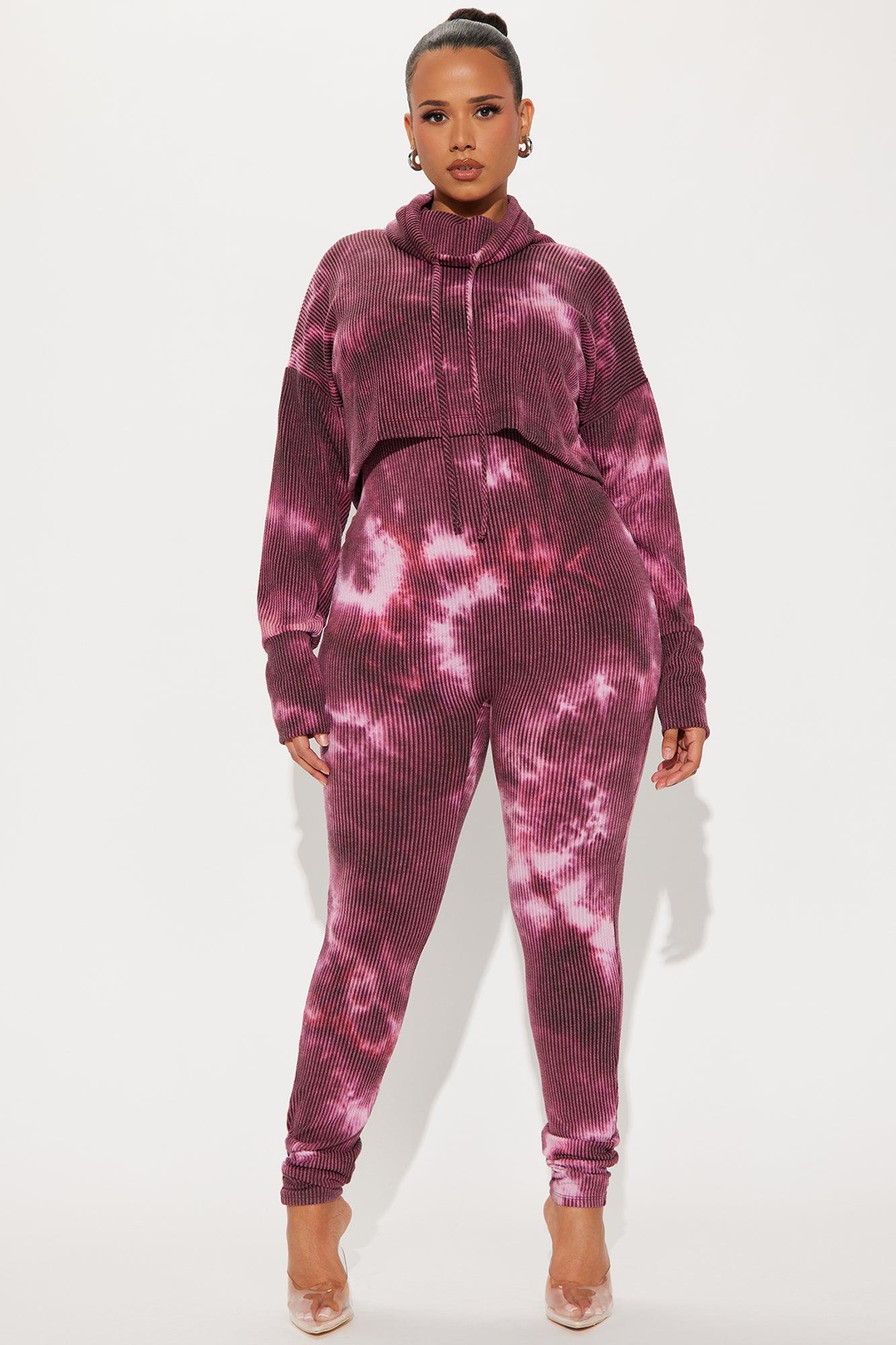 Thinking It Over Tie Dye Jumpsuit Set - Purple/combo Product Image