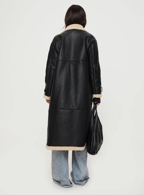 Day 'n' Night Longline Shearling Coat Black Product Image
