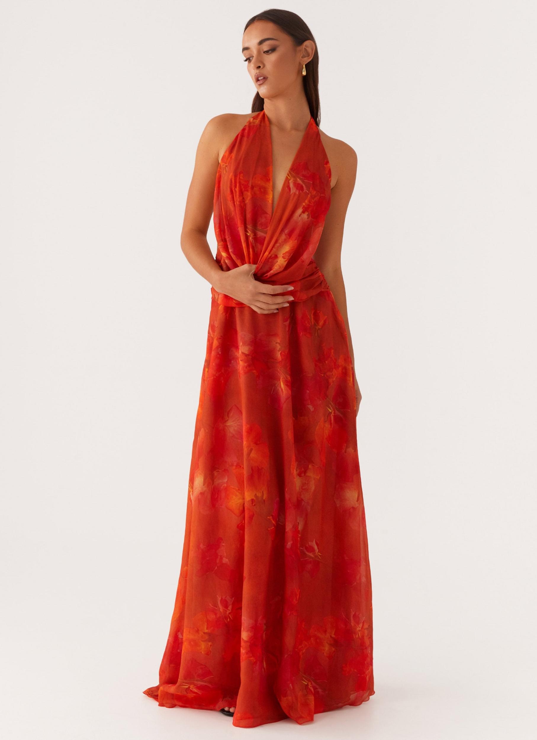 Elysia Chiffon Maxi Dress - Amber Product Image