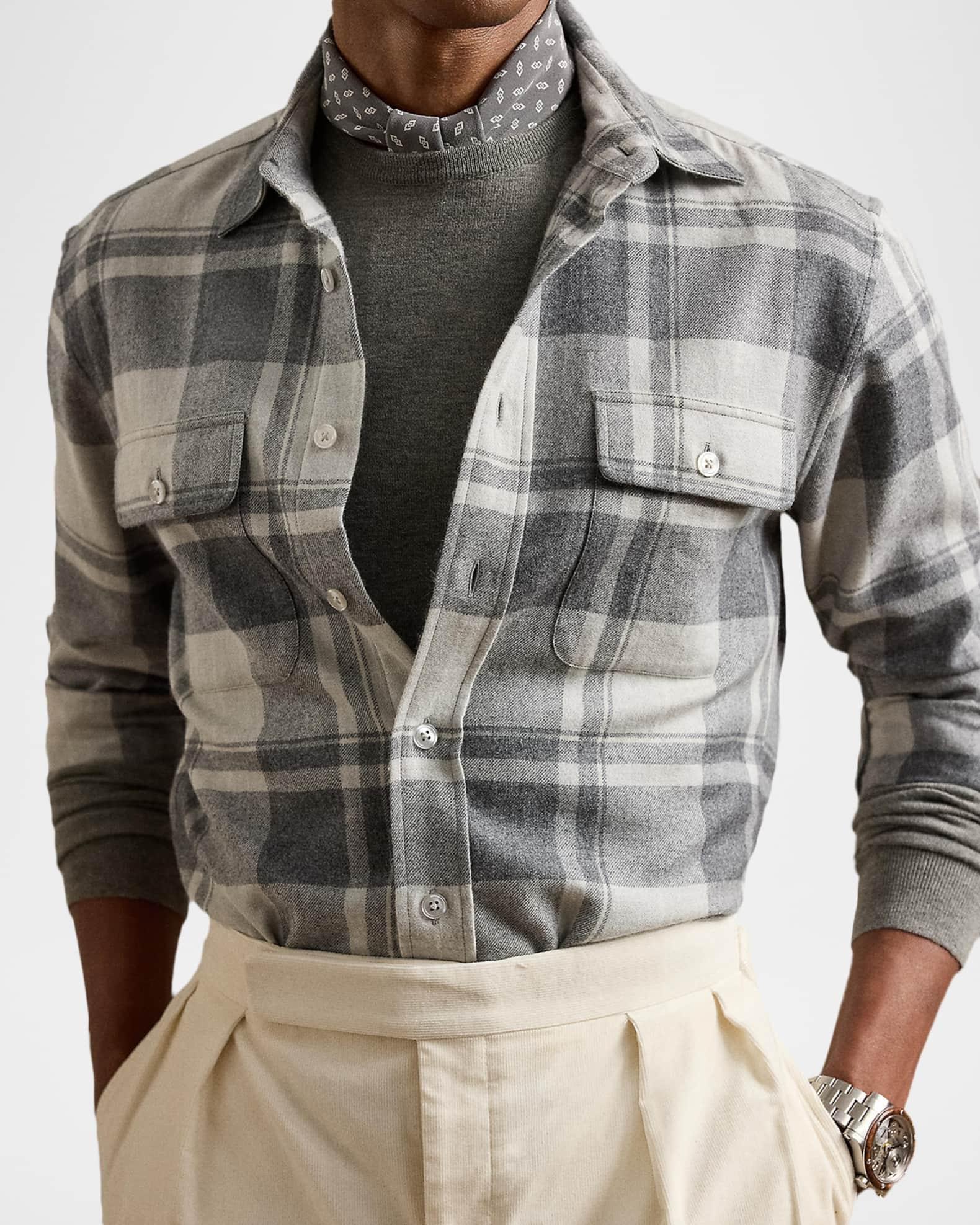 Men's Cashmere Plaid Utility Button-Down Shirt Product Image