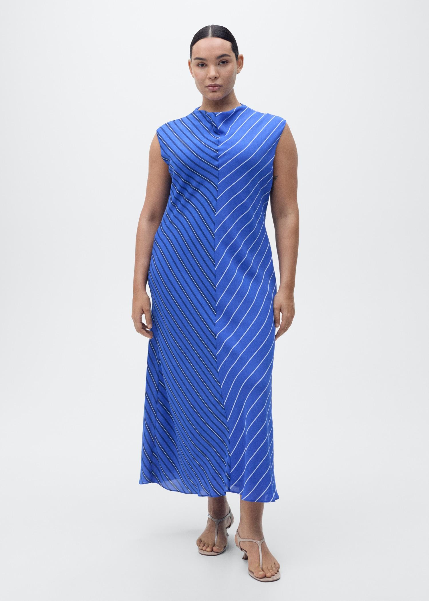 Combined striped flared dress - Women | MANGO USA Product Image