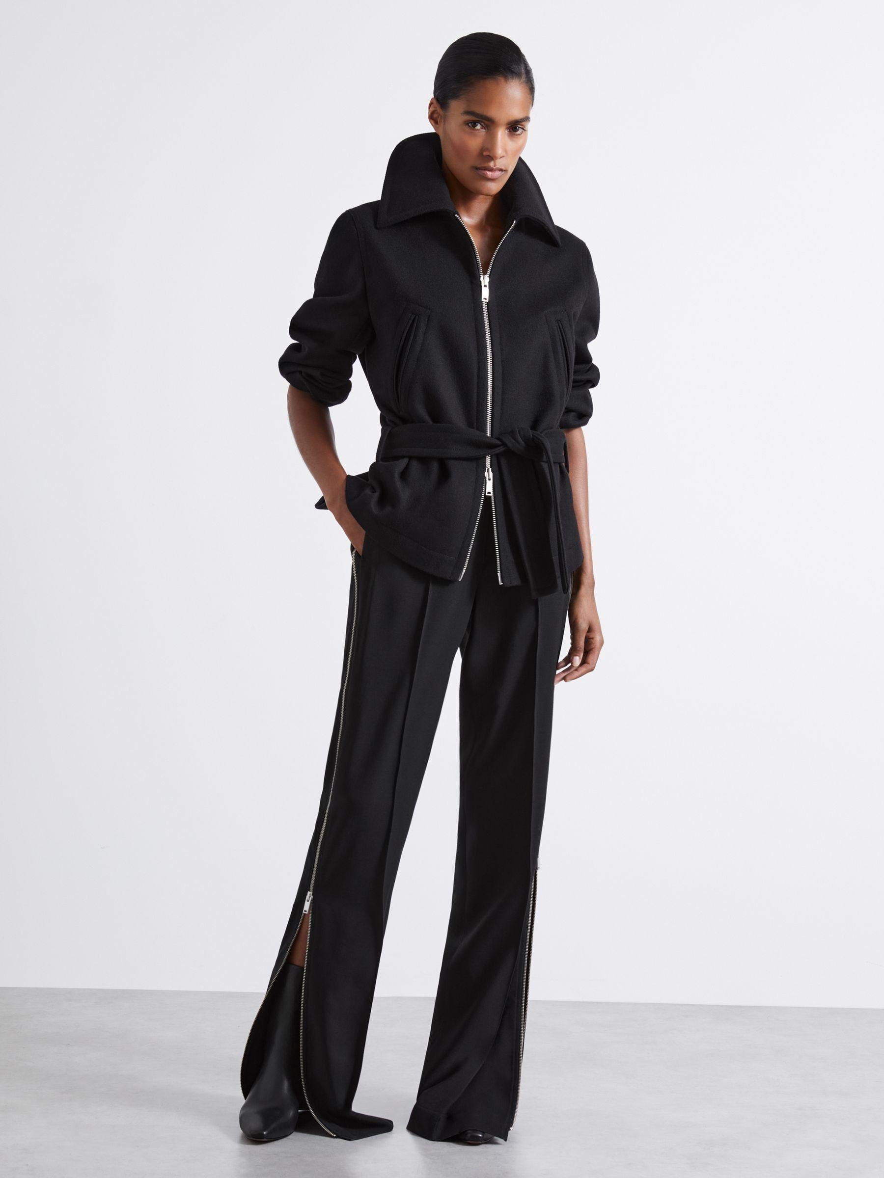 Atelier Virgin Wool-Blend Belted Coat in Black Product Image