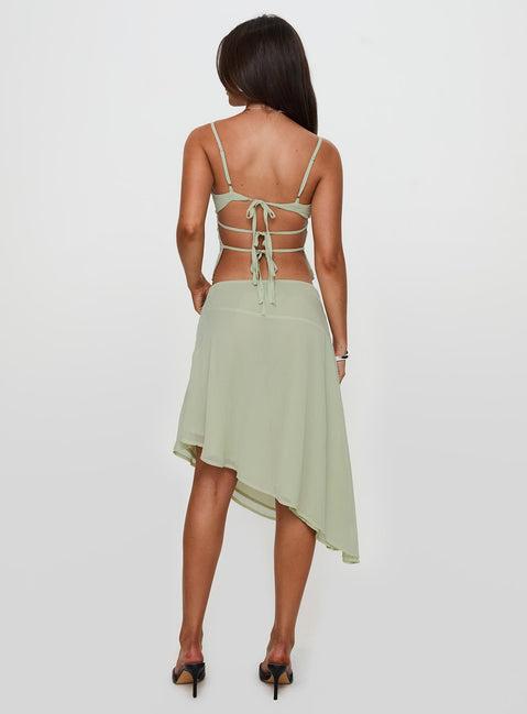 Pappilion Asymmetrical Midi Skirt Sage Product Image