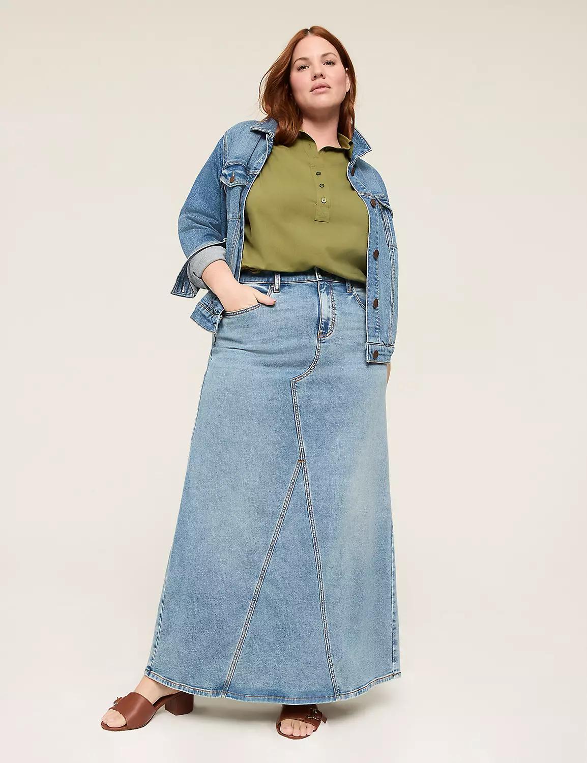 Denim High-Rise Maxi Skirt Product Image