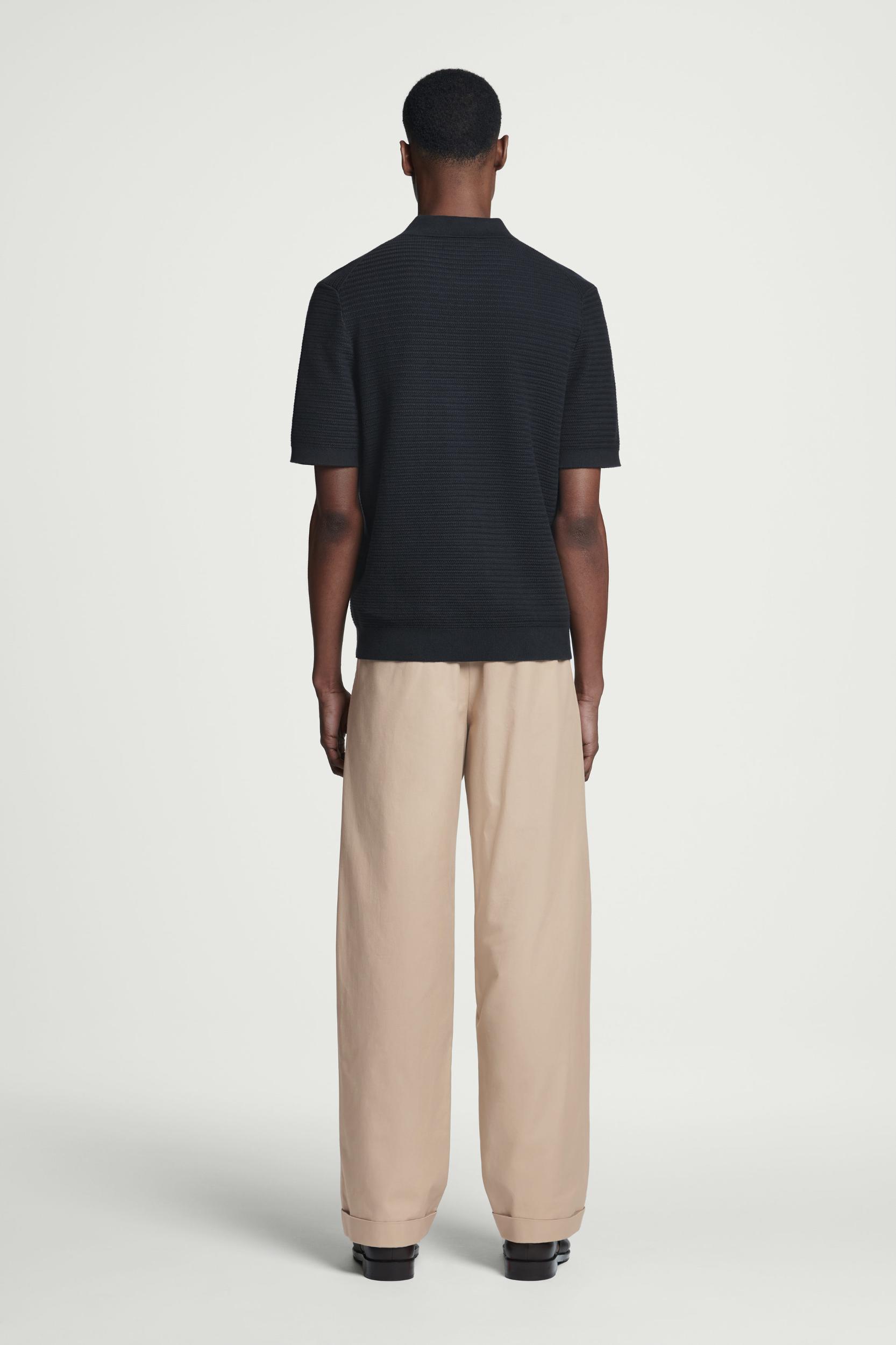 TEXTURED KNITTED COTTON POLO SHIRT Product Image