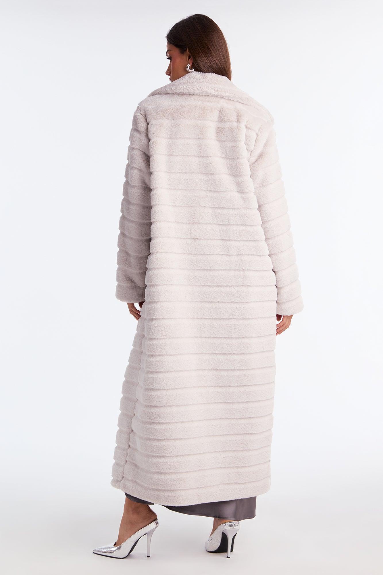 Vivienne Faux Fur Trench Coat - Grey Female Product Image