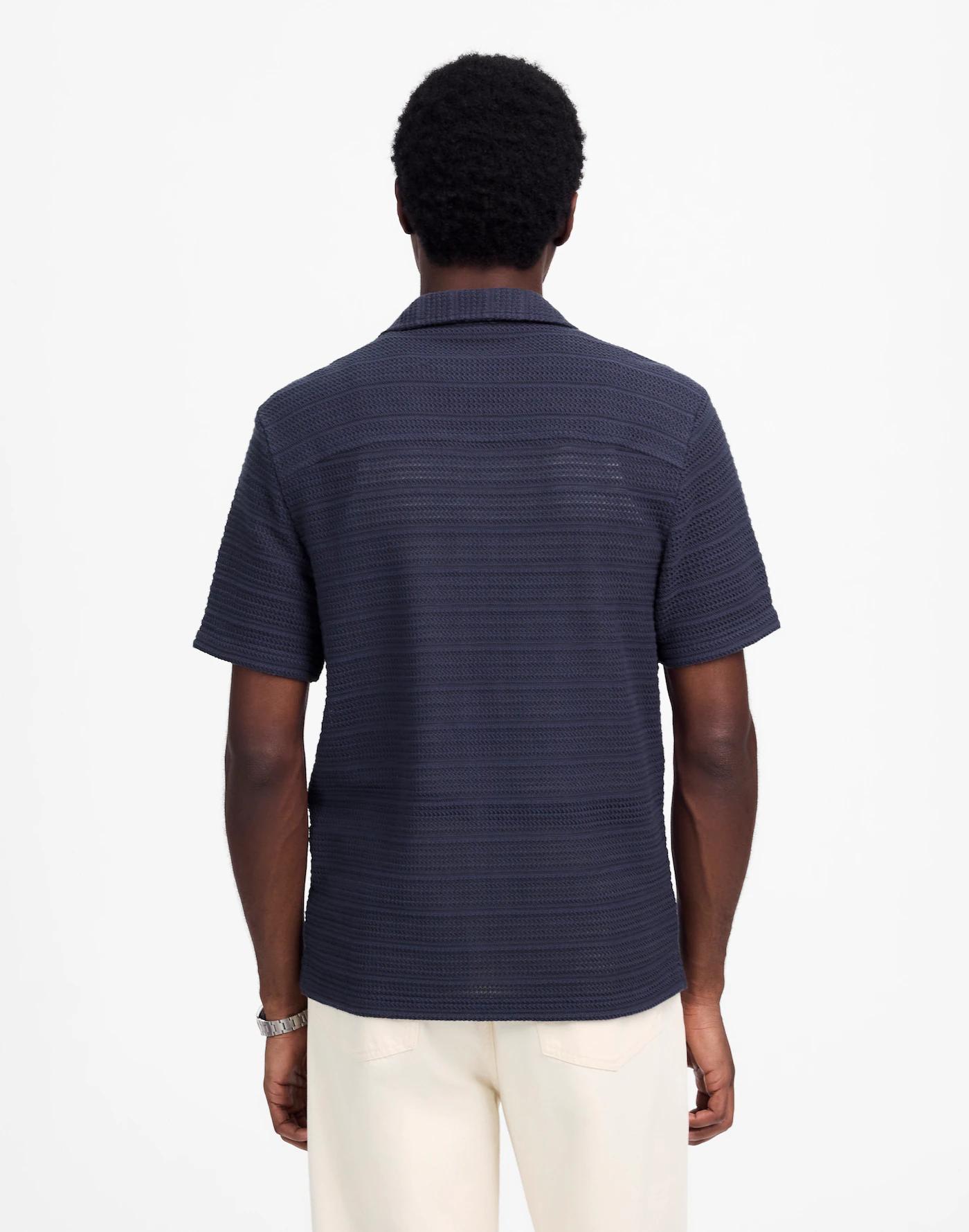 Jacquard-Knit Short-Sleeve Button-Up Shirt Product Image